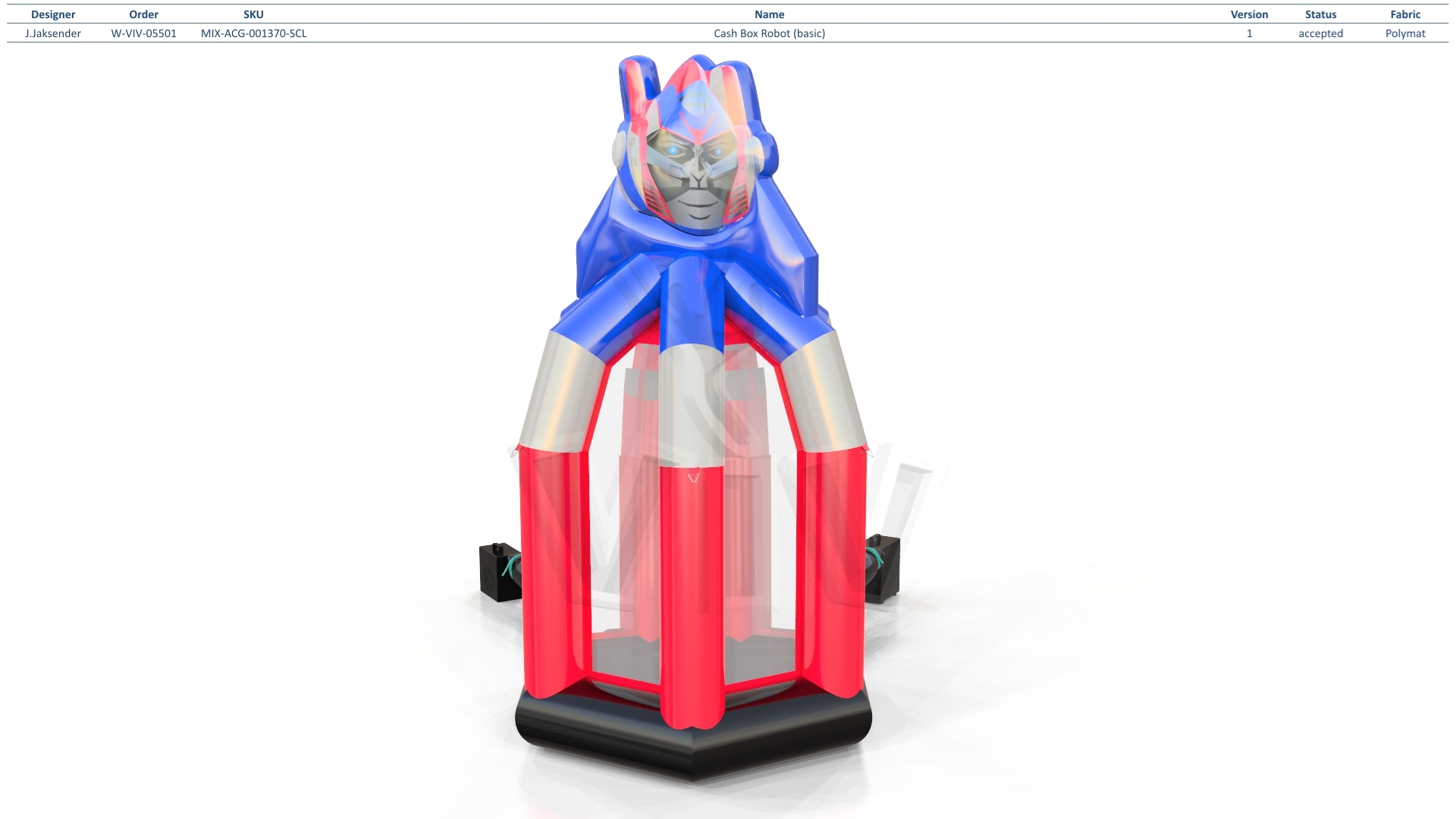 Cash Box Robot commercial inflatable action game