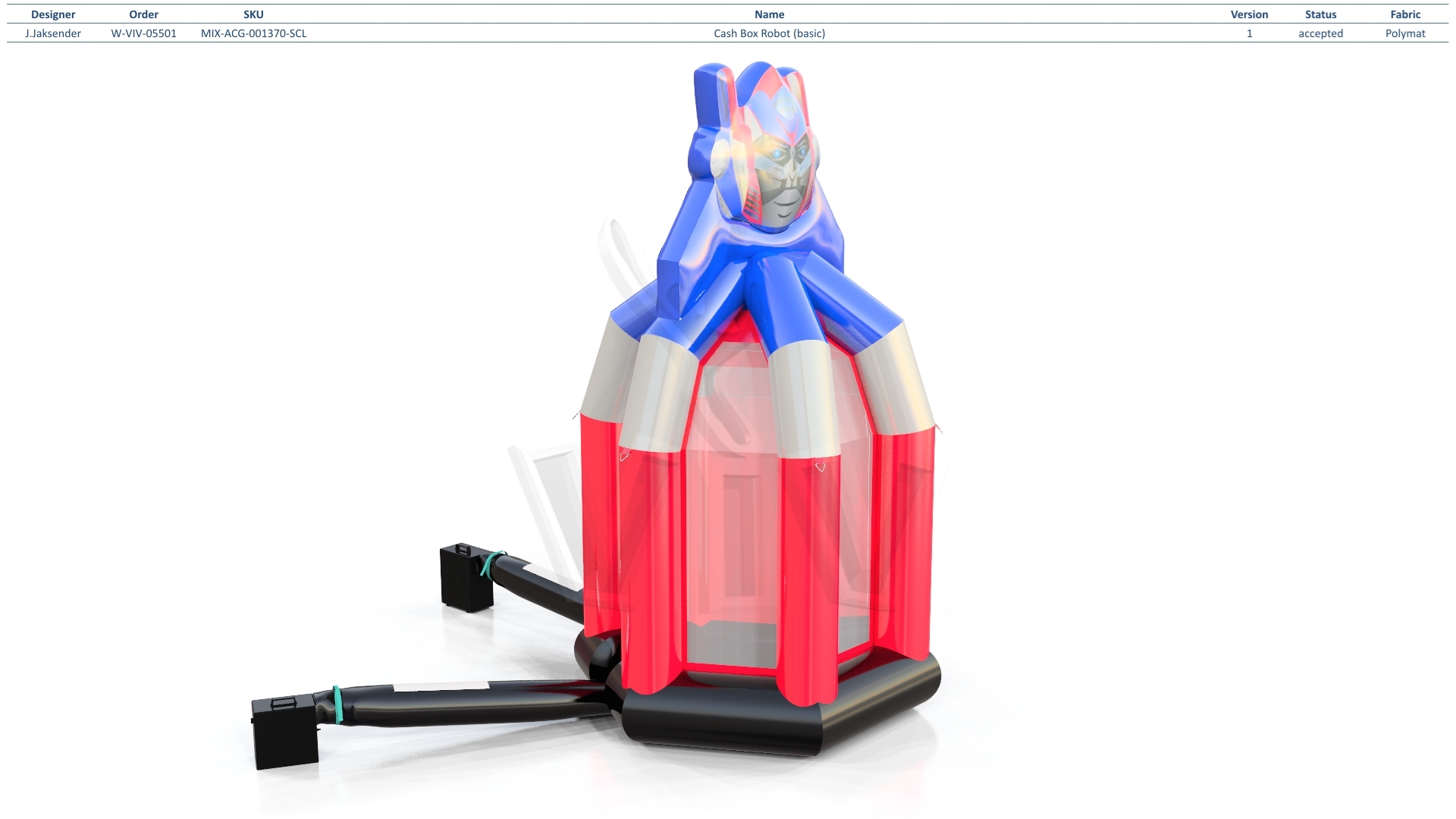 Cash Box Robot commercial inflatable action game