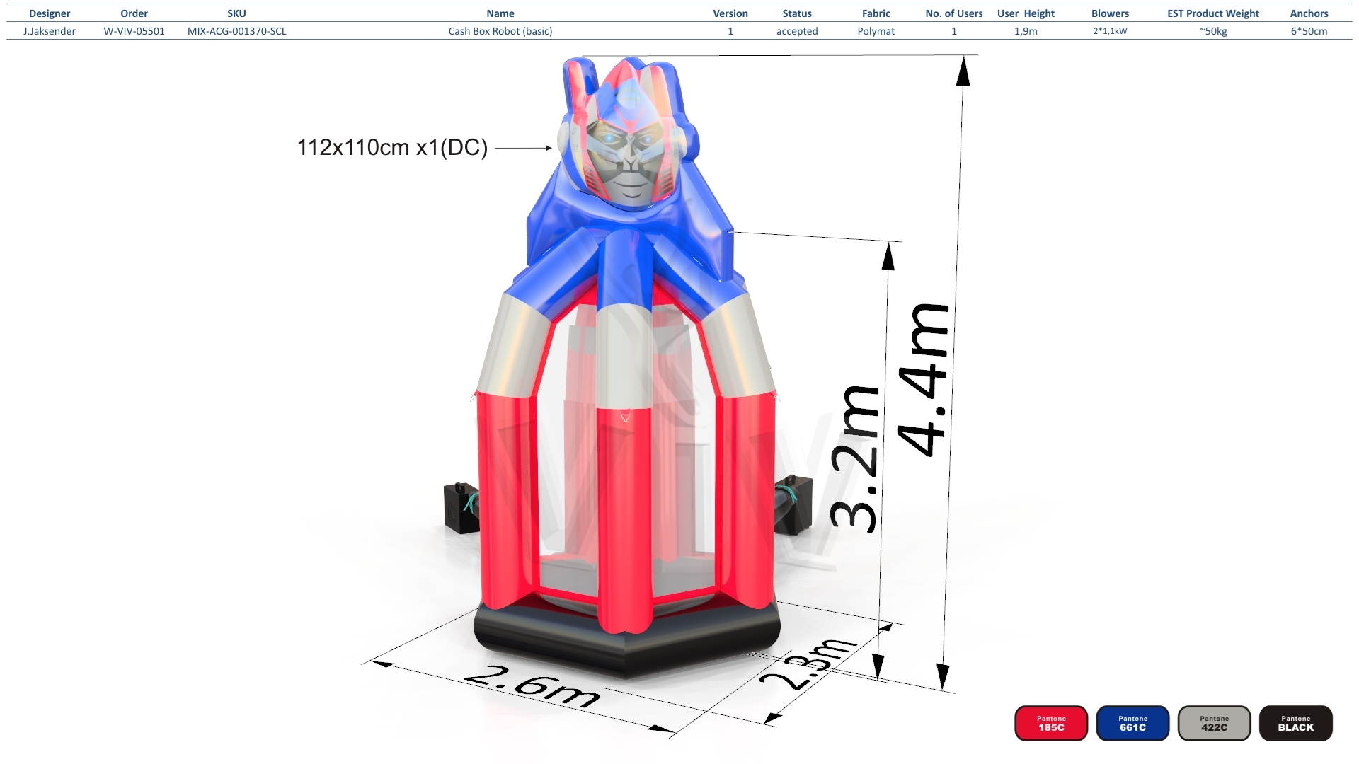 Cash Box Robot commercial inflatable action game
