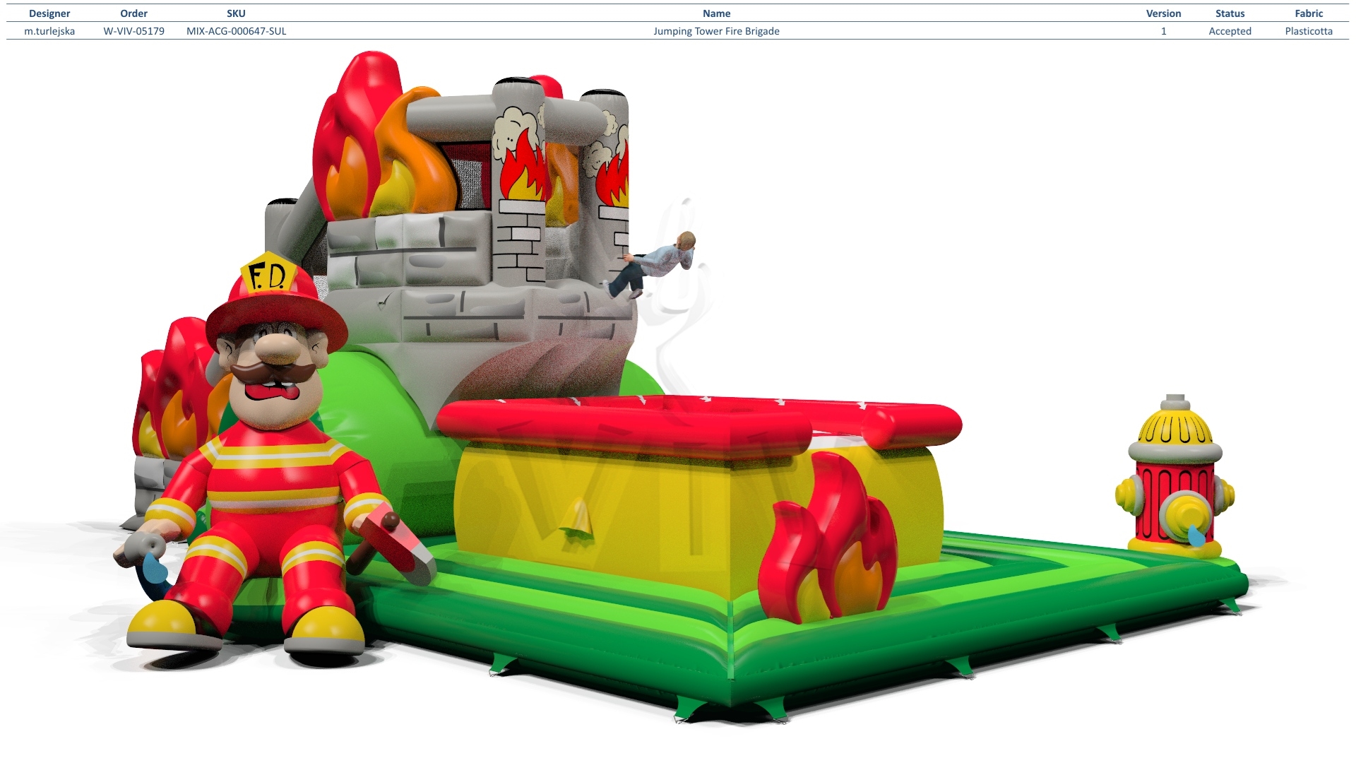 Jumping Tower Fire Brigade commercial inflatable action game
