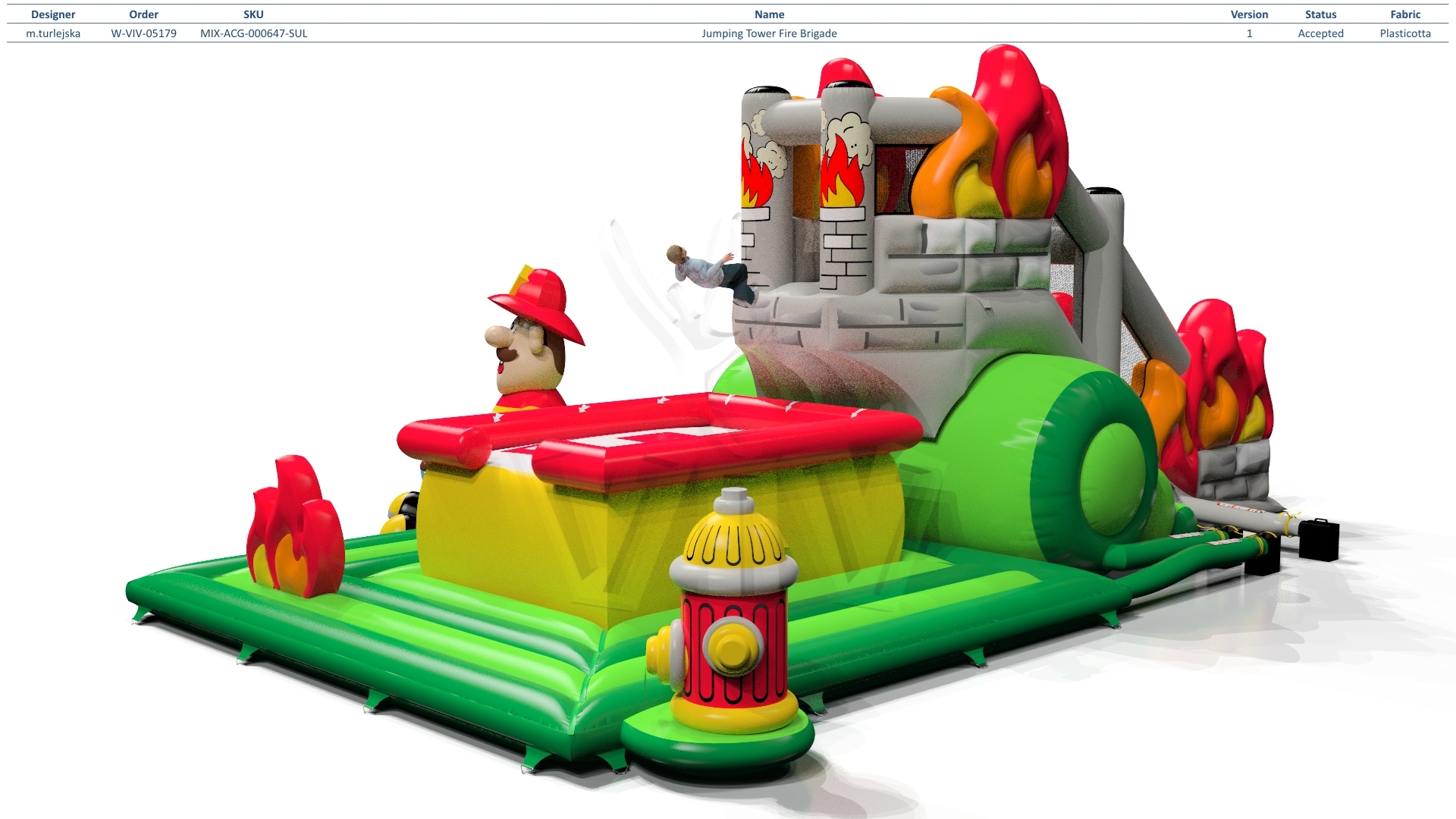 Jumping Tower Fire Brigade commercial inflatable action game