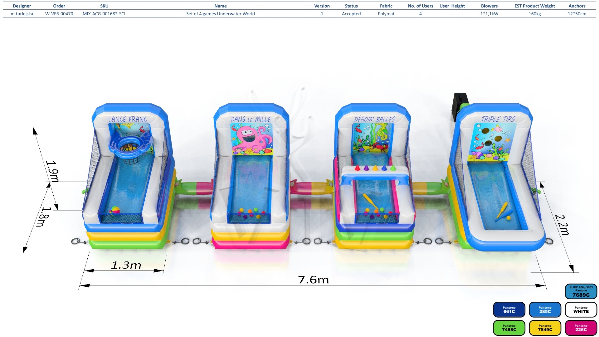 Set of 4 games Underwater World commercial inflatable action game