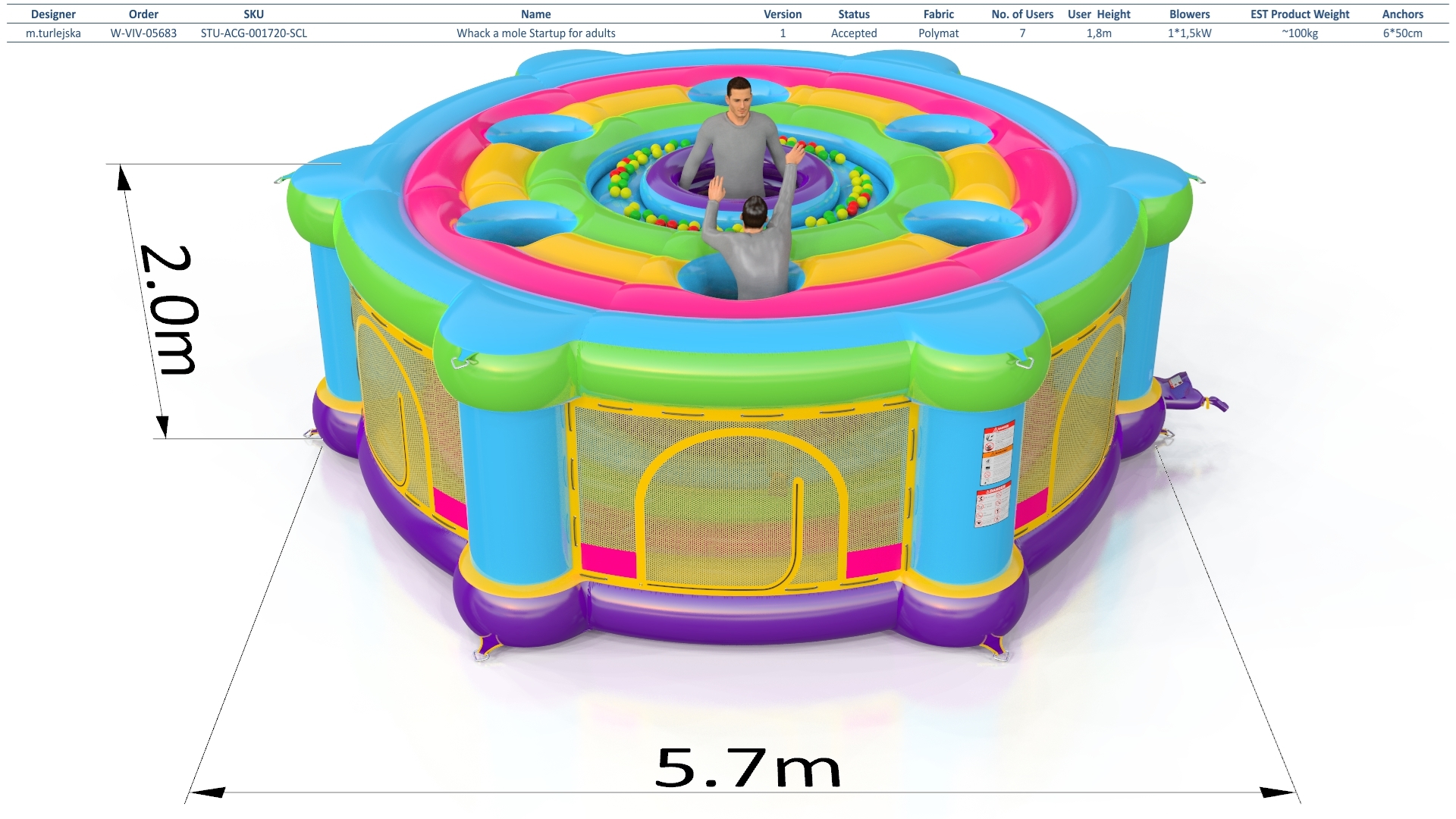 Whack a mole Startup for adults commercial inflatable action game