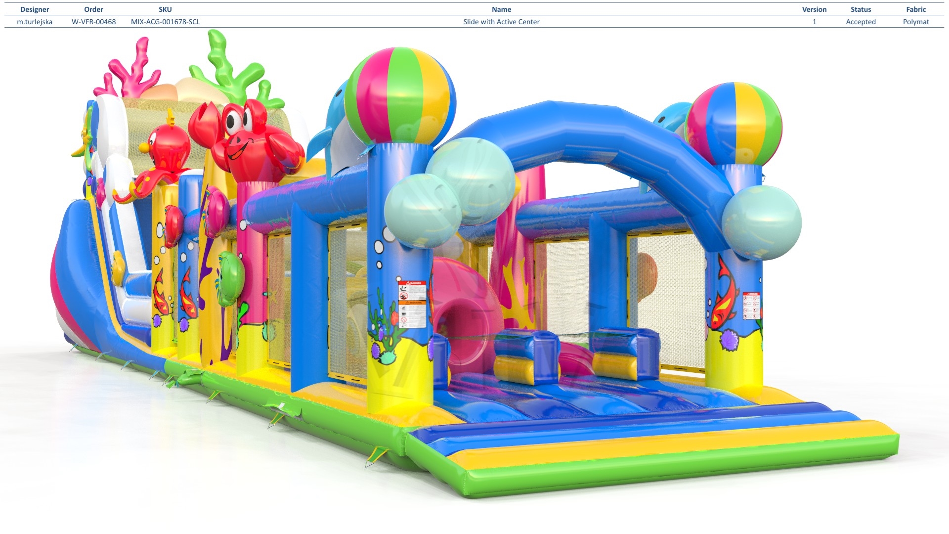 Slide with Active Center Underwater World commercial inflatable active center