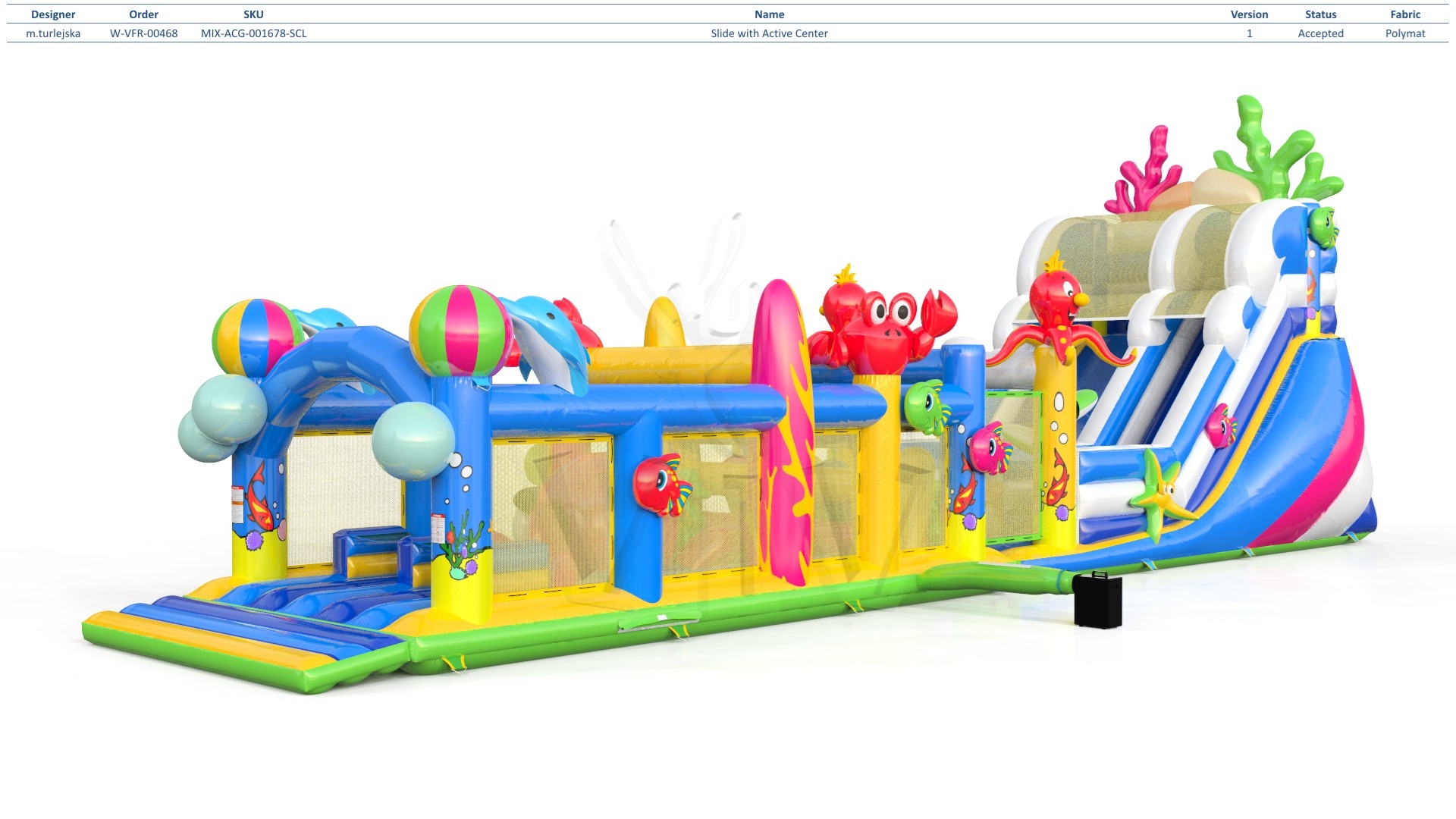Slide with Active Center Underwater World commercial inflatable active center