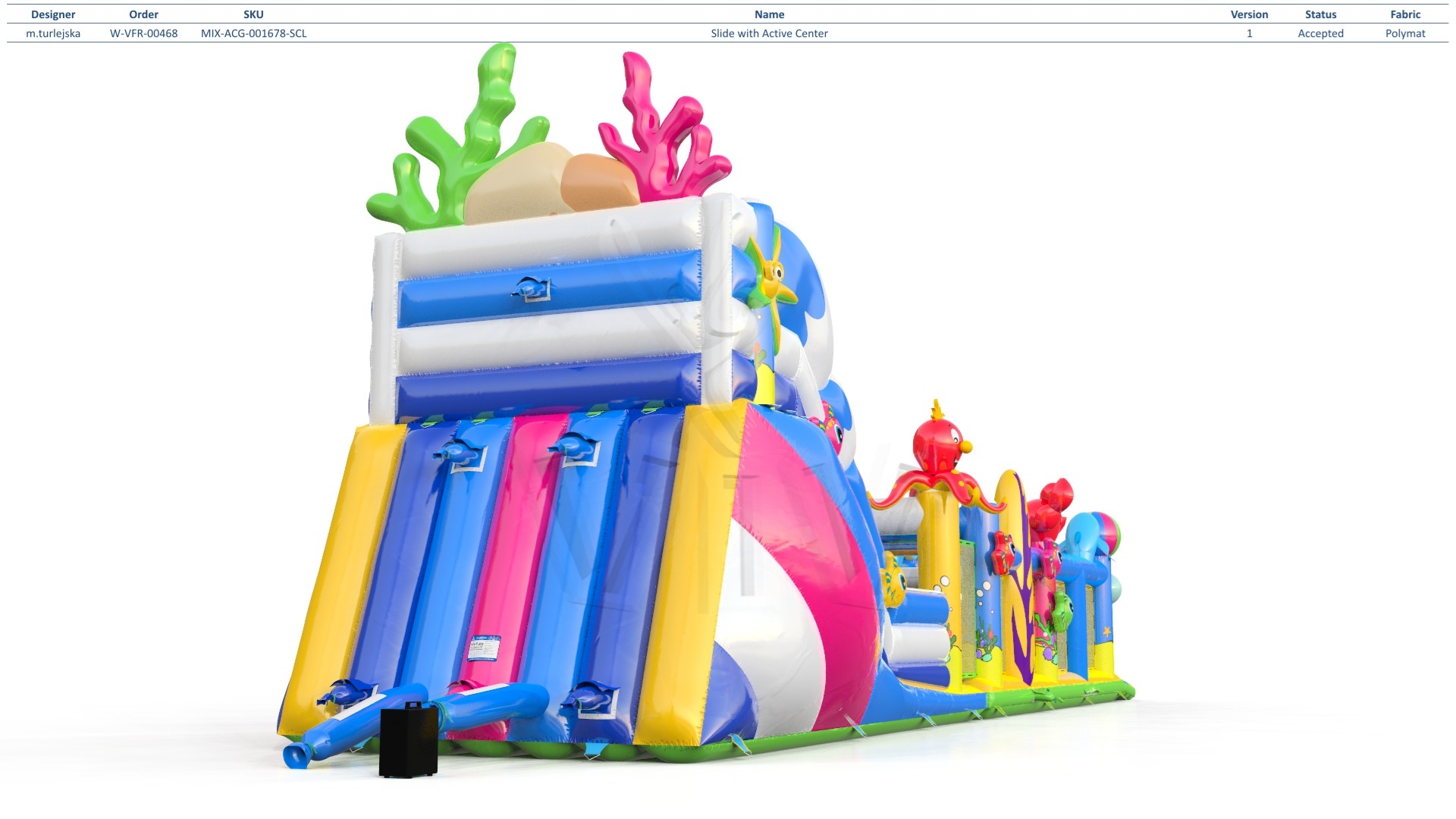 Slide with Active Center Underwater World commercial inflatable active center