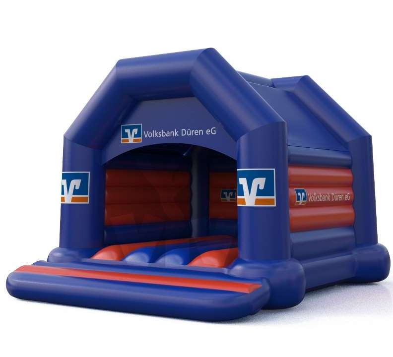 Bounce "Volksbank" with roof - Collection Volksbank commercial inflatable bounce