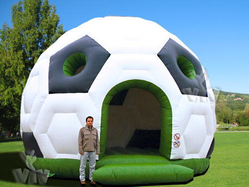 Football themed roofed inflatable bounce