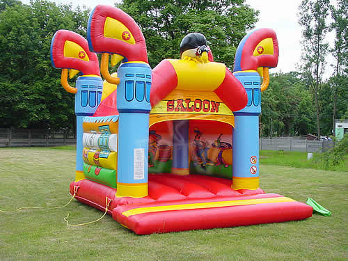 Saloon roofed inflatable bounce