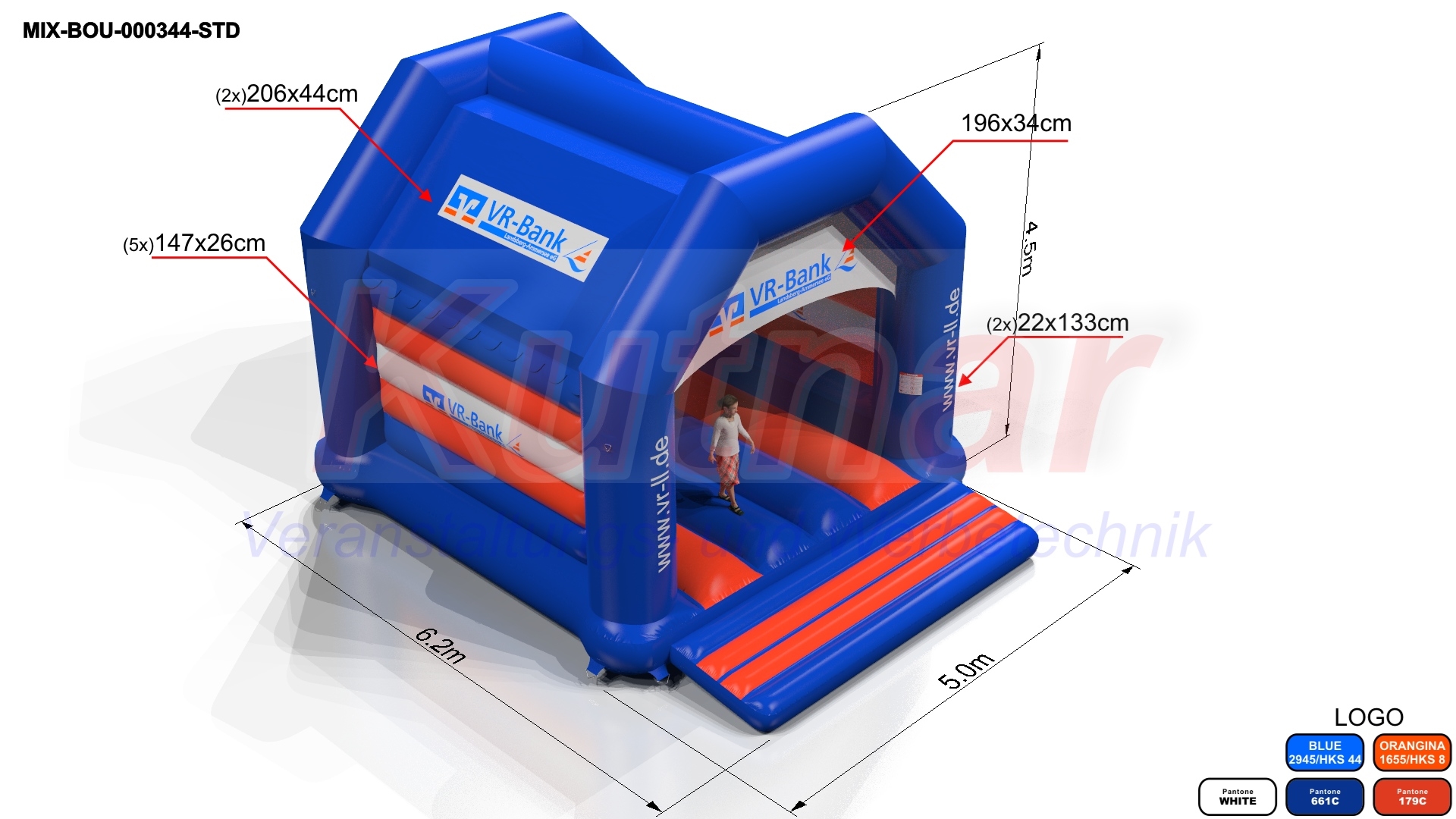 Bounce Volksbank VR with roof commercial inflatable bounce