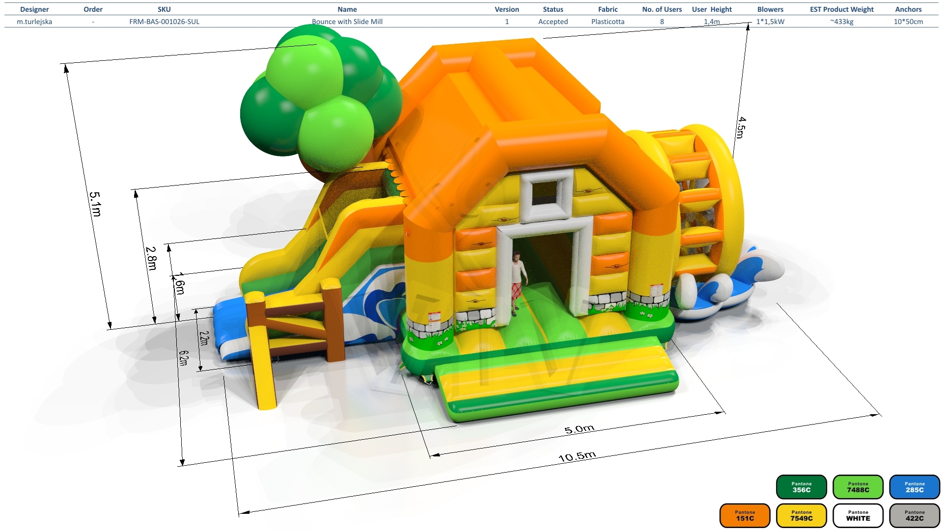 Bounce with slide Mill commercial inflatable bounce