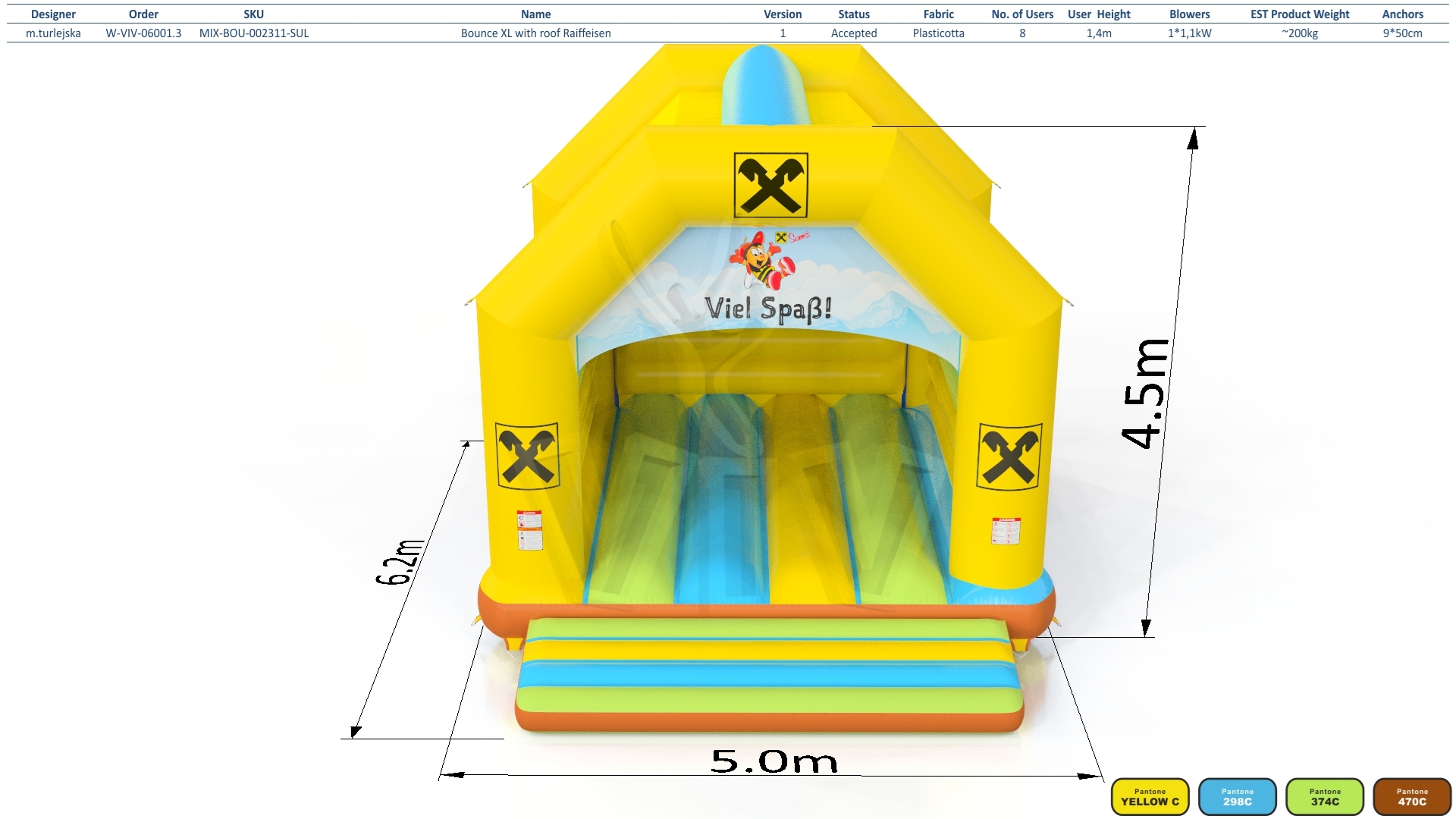Bounce XL with roof Raiffeisen commercial inflatable bounce