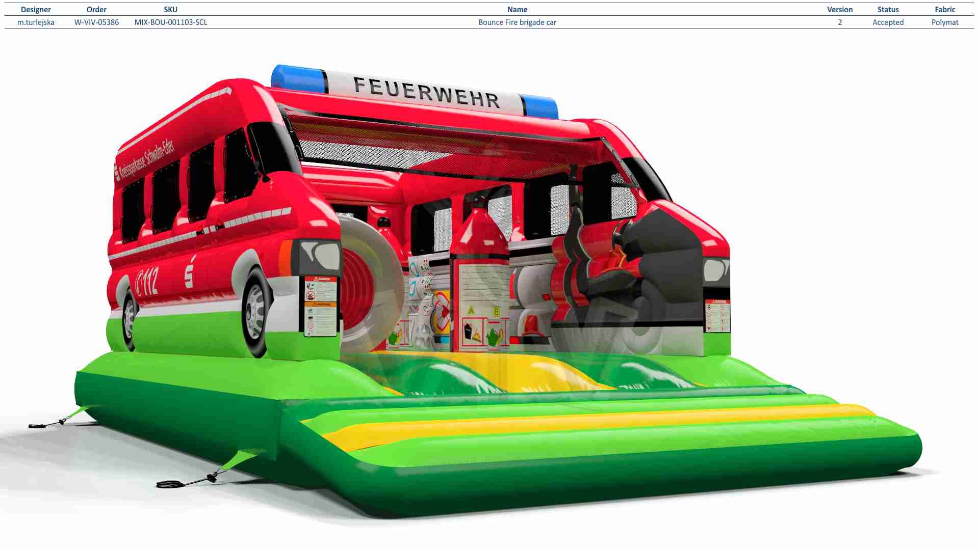 Bounce Fire brigade car commercial inflatable bounce