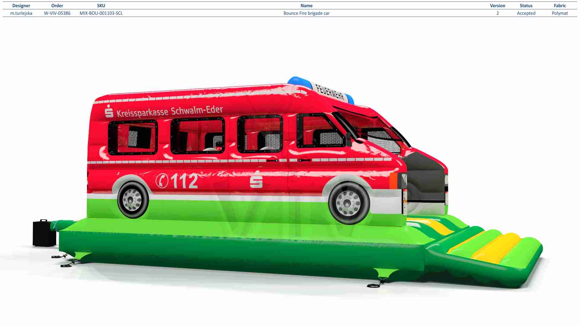Bounce Fire brigade car commercial inflatable bounce