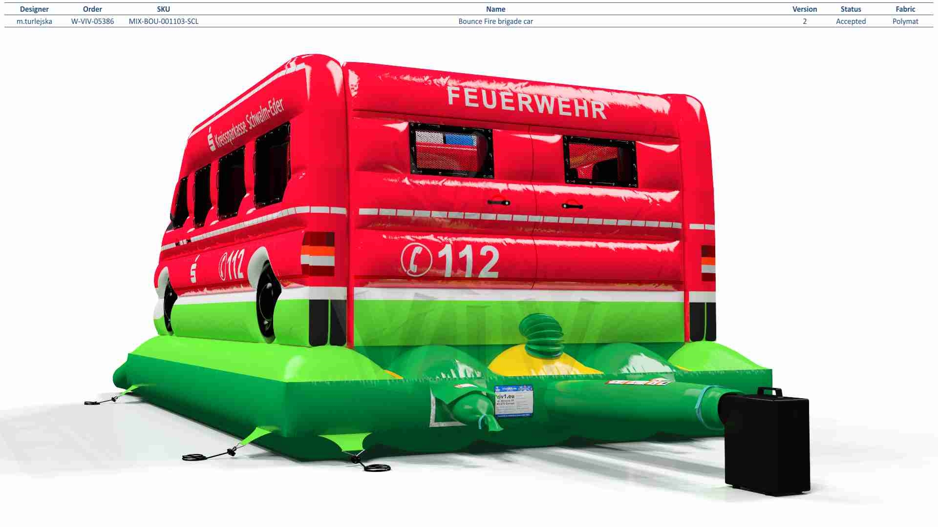 Bounce Fire brigade car commercial inflatable bounce