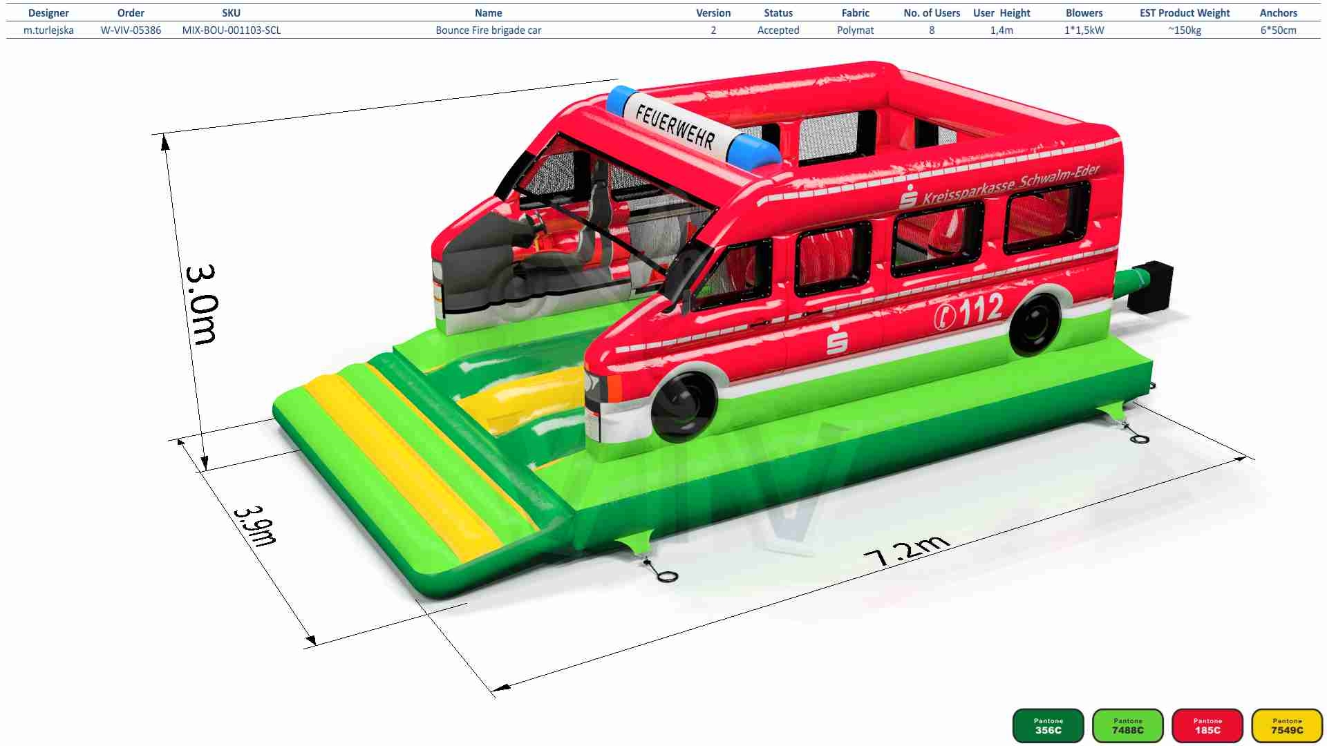 Bounce Fire brigade car commercial inflatable bounce