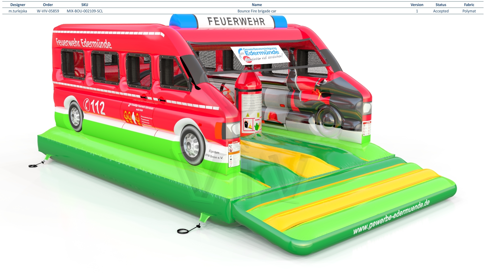 Bounce Fire brigade car commercial inflatable bounce