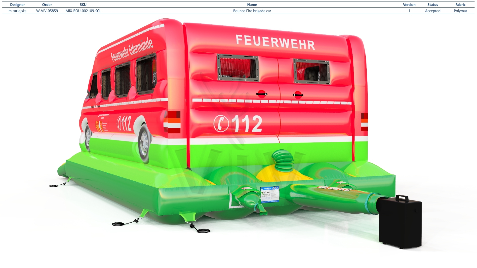 Bounce Fire brigade car commercial inflatable bounce