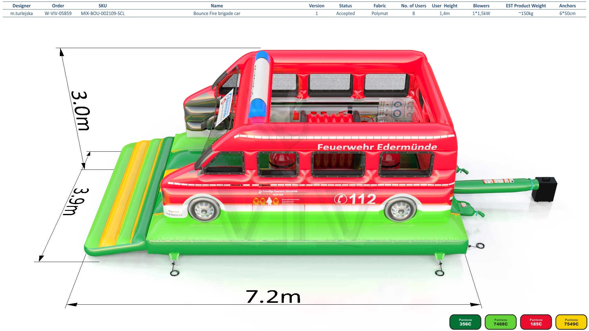 Bounce Fire brigade car commercial inflatable bounce