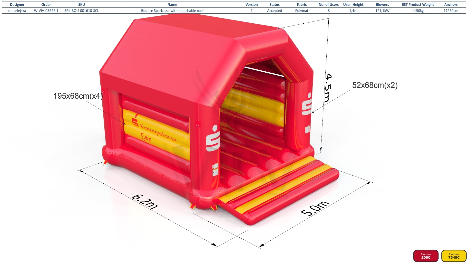 Bounce Sparkasse with detachable roof commercial inflatable bounce