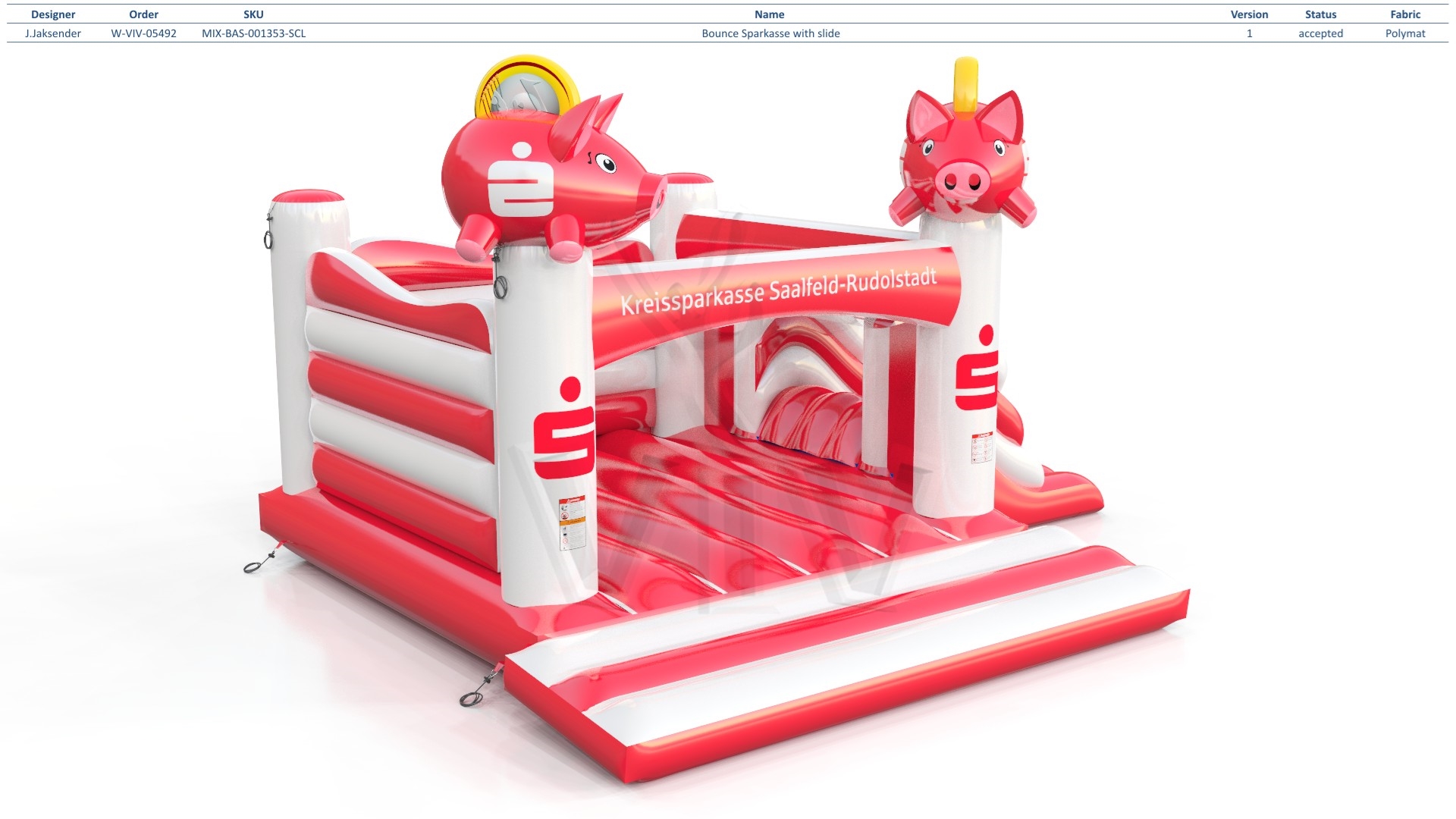 Bounce "Sparkasse" with slide commercial inflatable bounce
