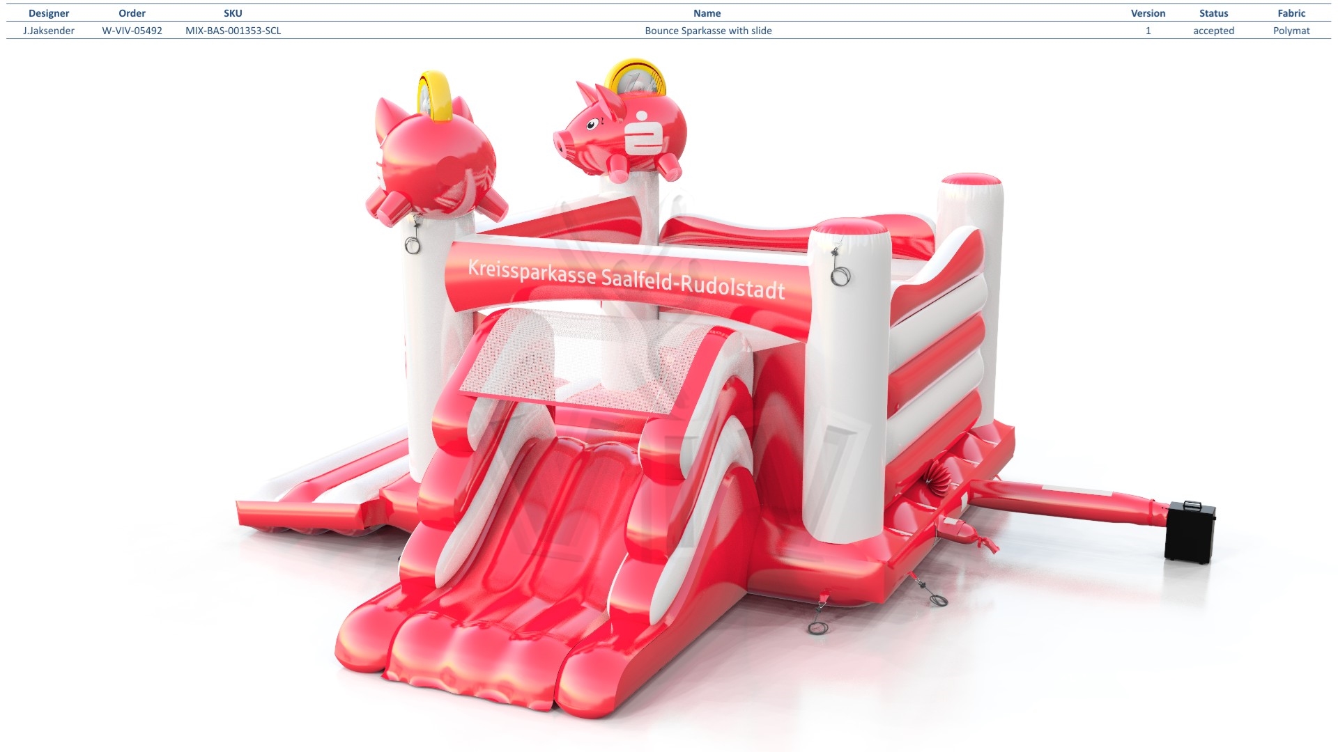 Bounce "Sparkasse" with slide commercial inflatable bounce