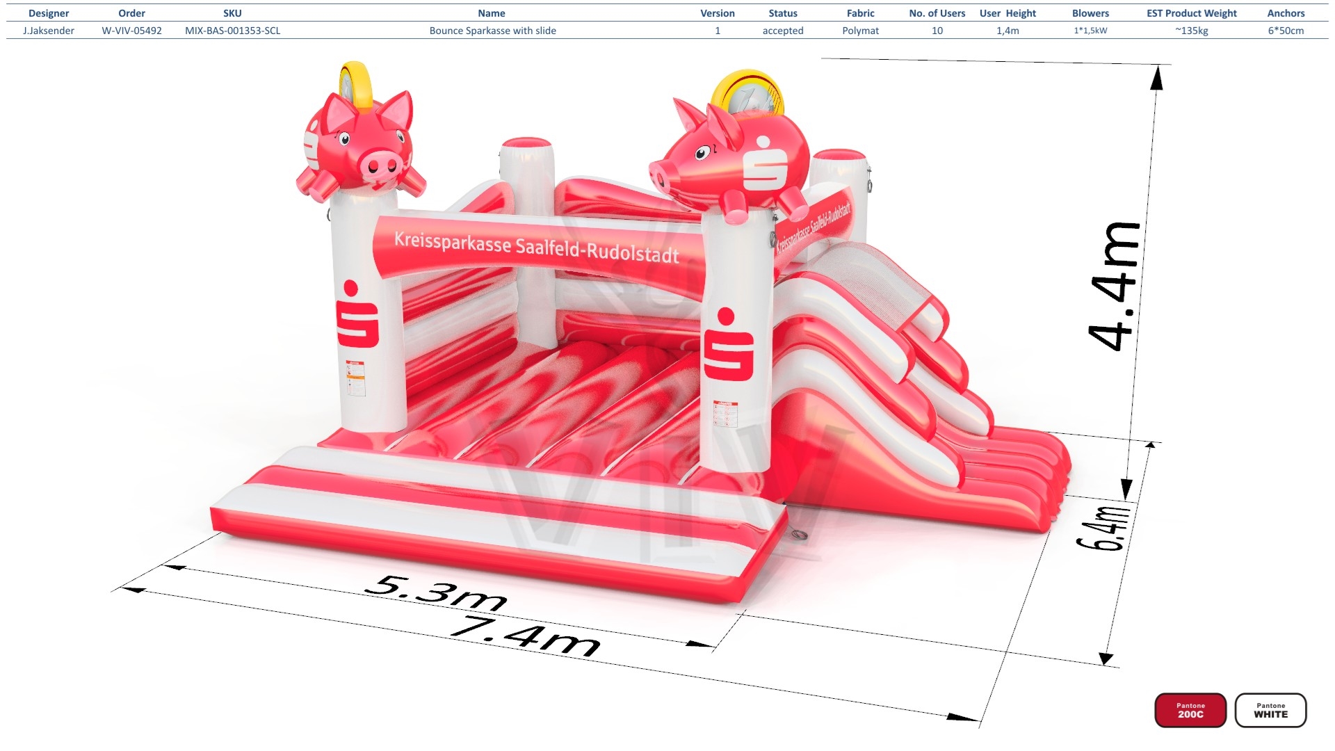 Bounce "Sparkasse" with slide commercial inflatable bounce