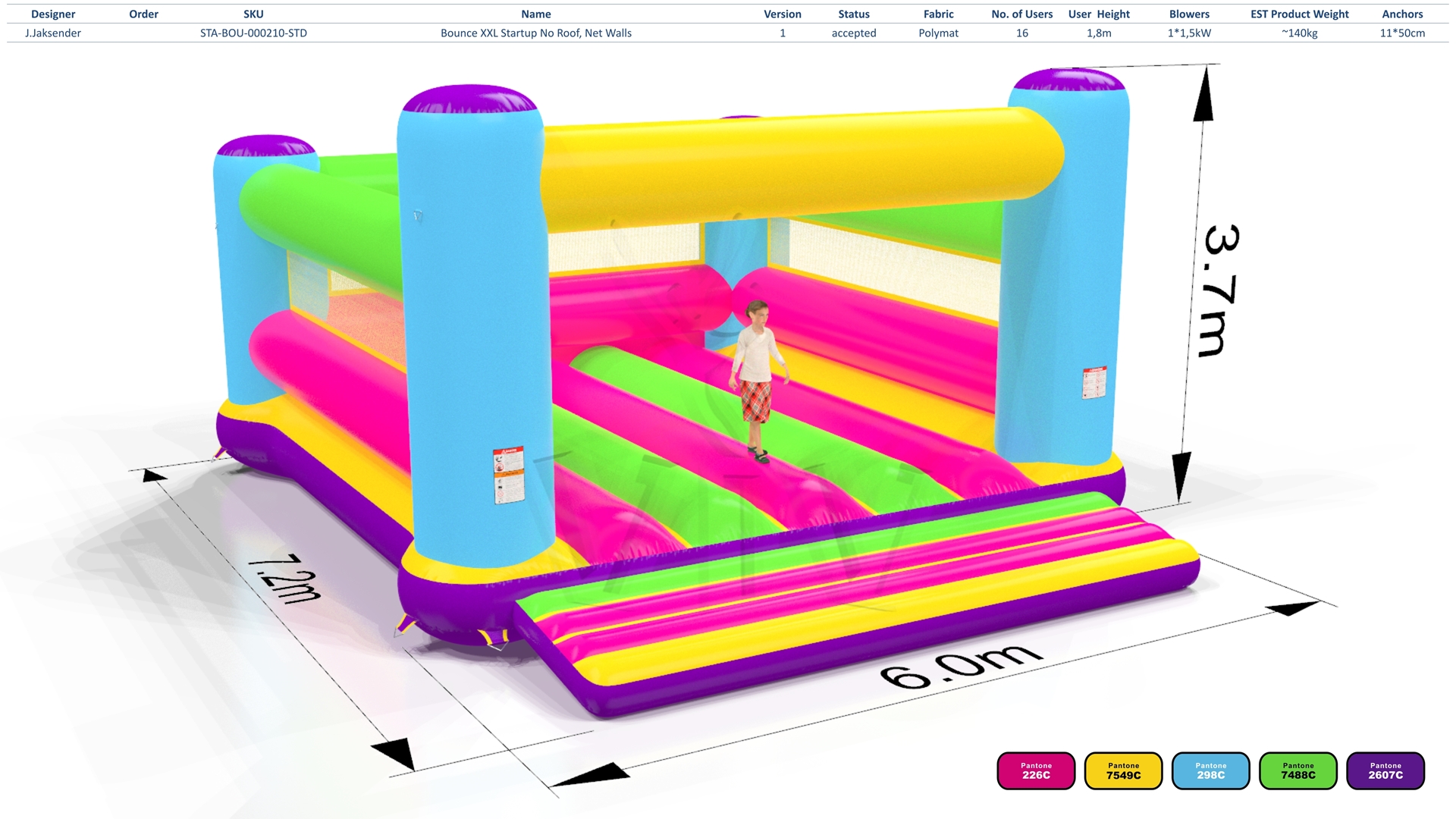 Bounce Startup XXL (no roof, net walls) commercial inflatable bounce