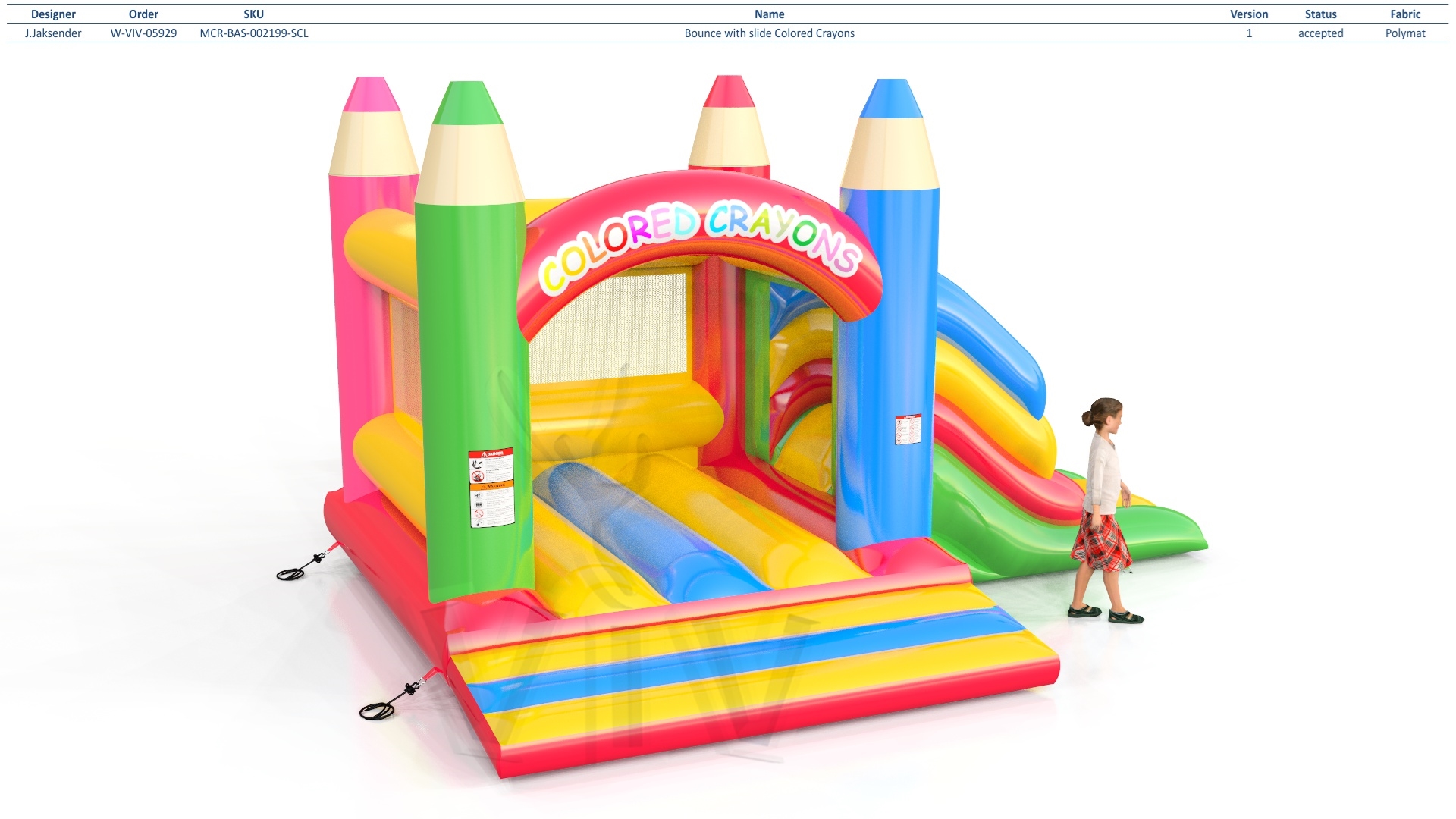 Bounce with slide Crayons commercial inflatable bounce