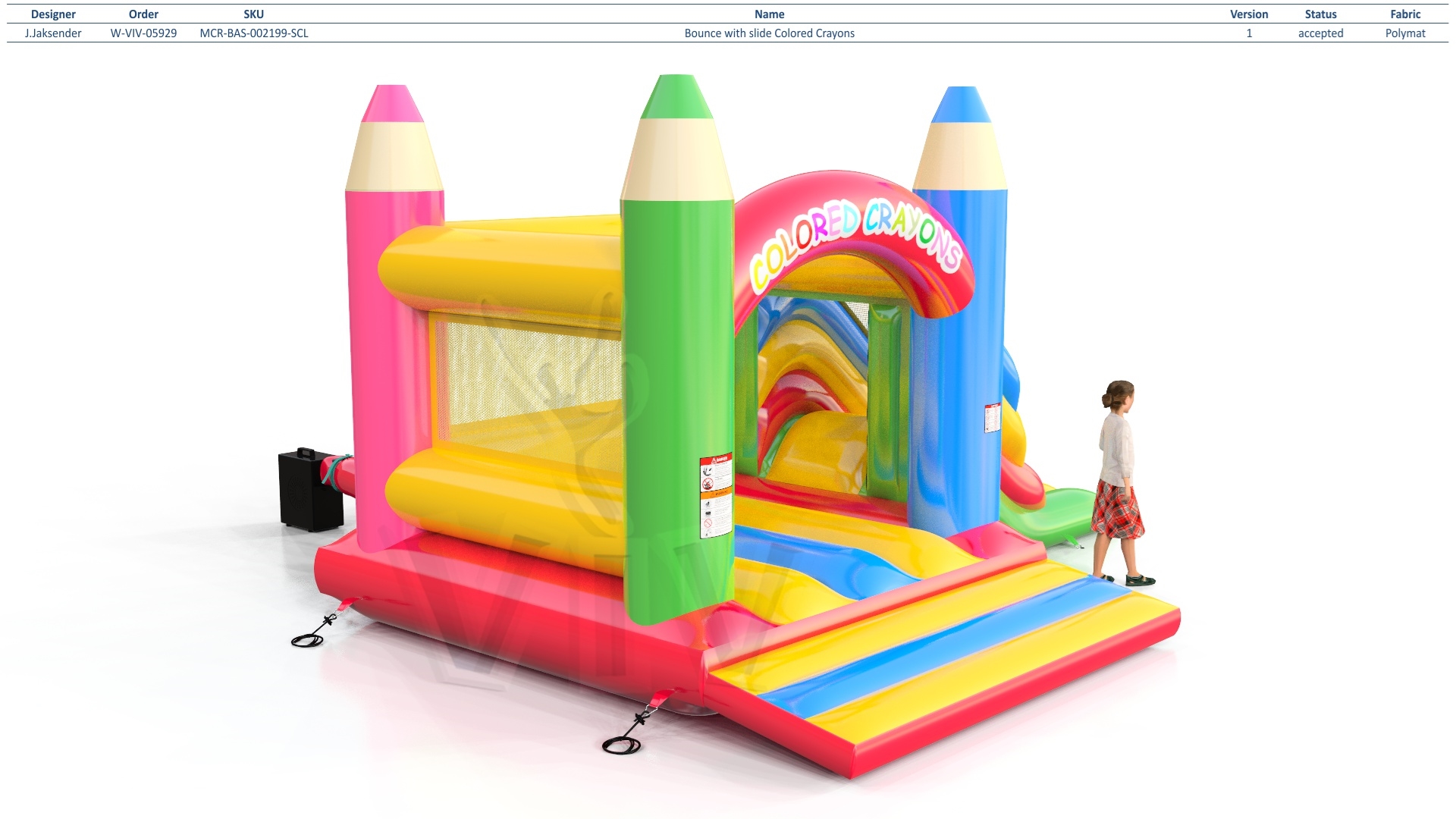 Bounce with slide Crayons commercial inflatable bounce