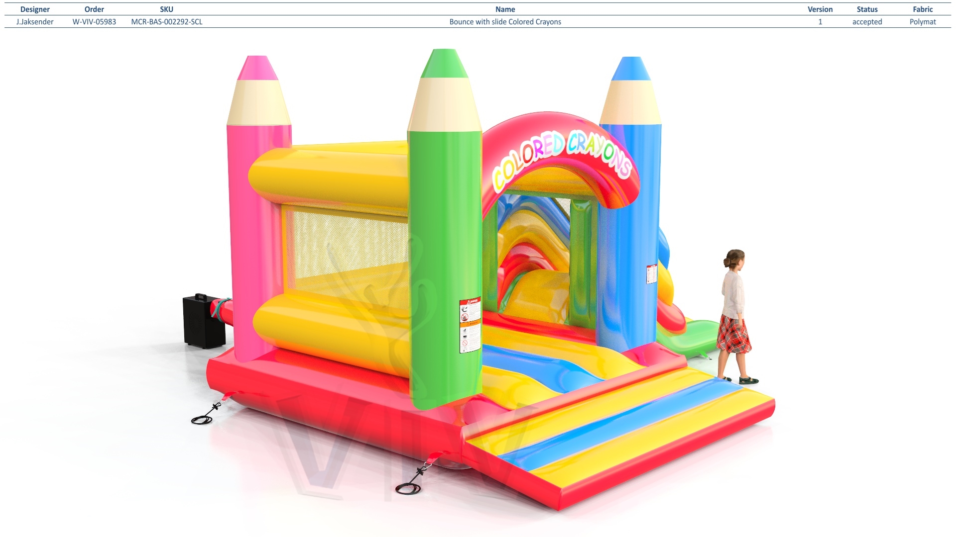 Bounce with slide Crayons commercial inflatable bounce