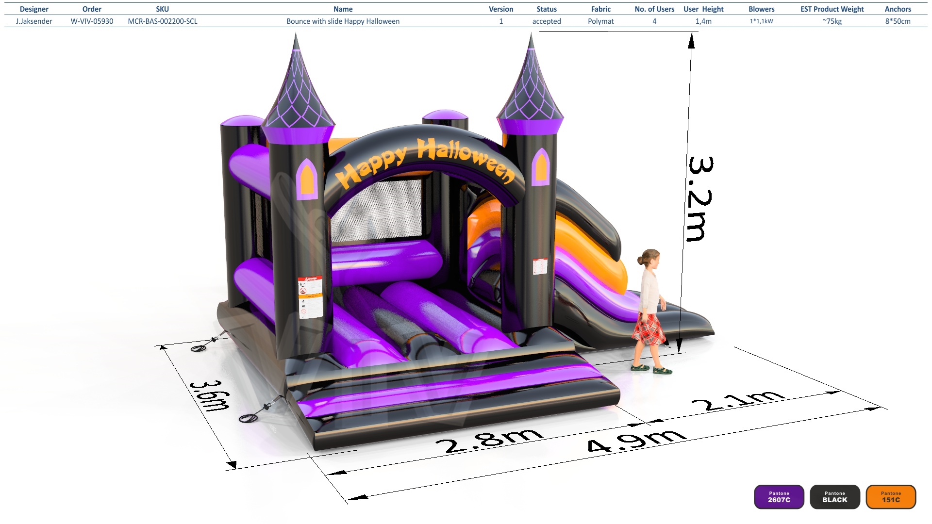 Bounce with slide Happy Halloween commercial inflatable bounce