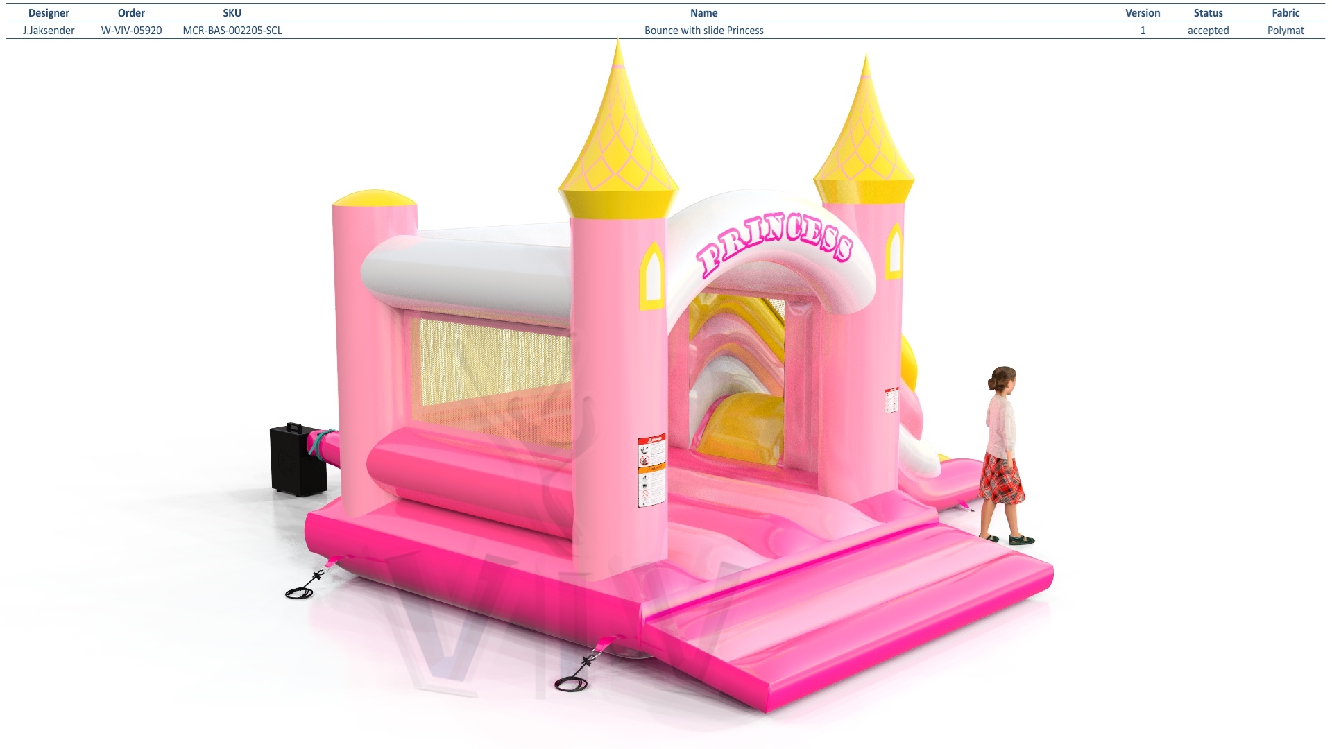 Bounce with slide Princess commercial inflatable bounce