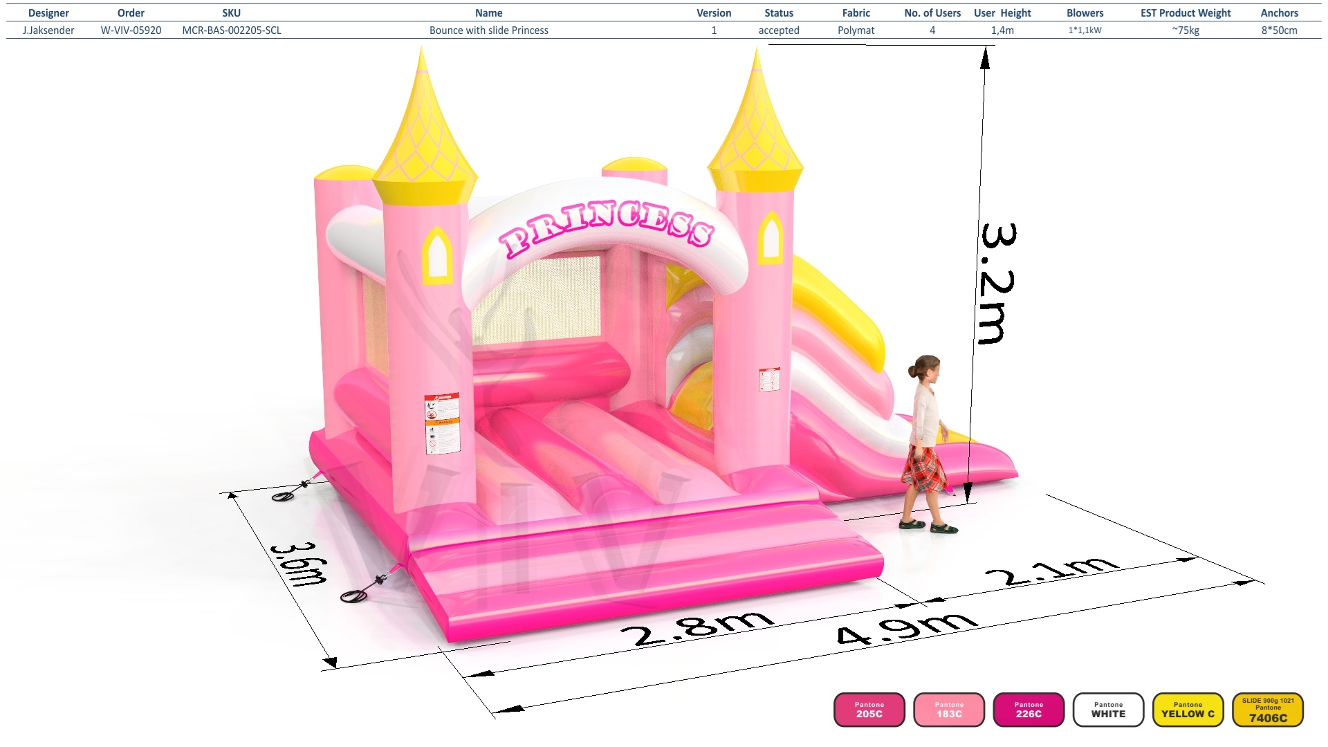 Bounce with slide Princess commercial inflatable bounce