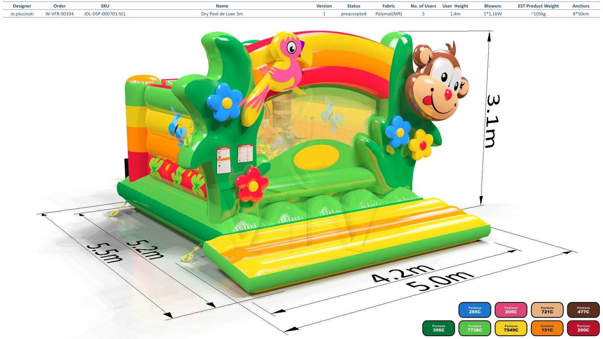 Dry Pool Jungle de Luxe (with beam over the floor) commercial inflatable bounce