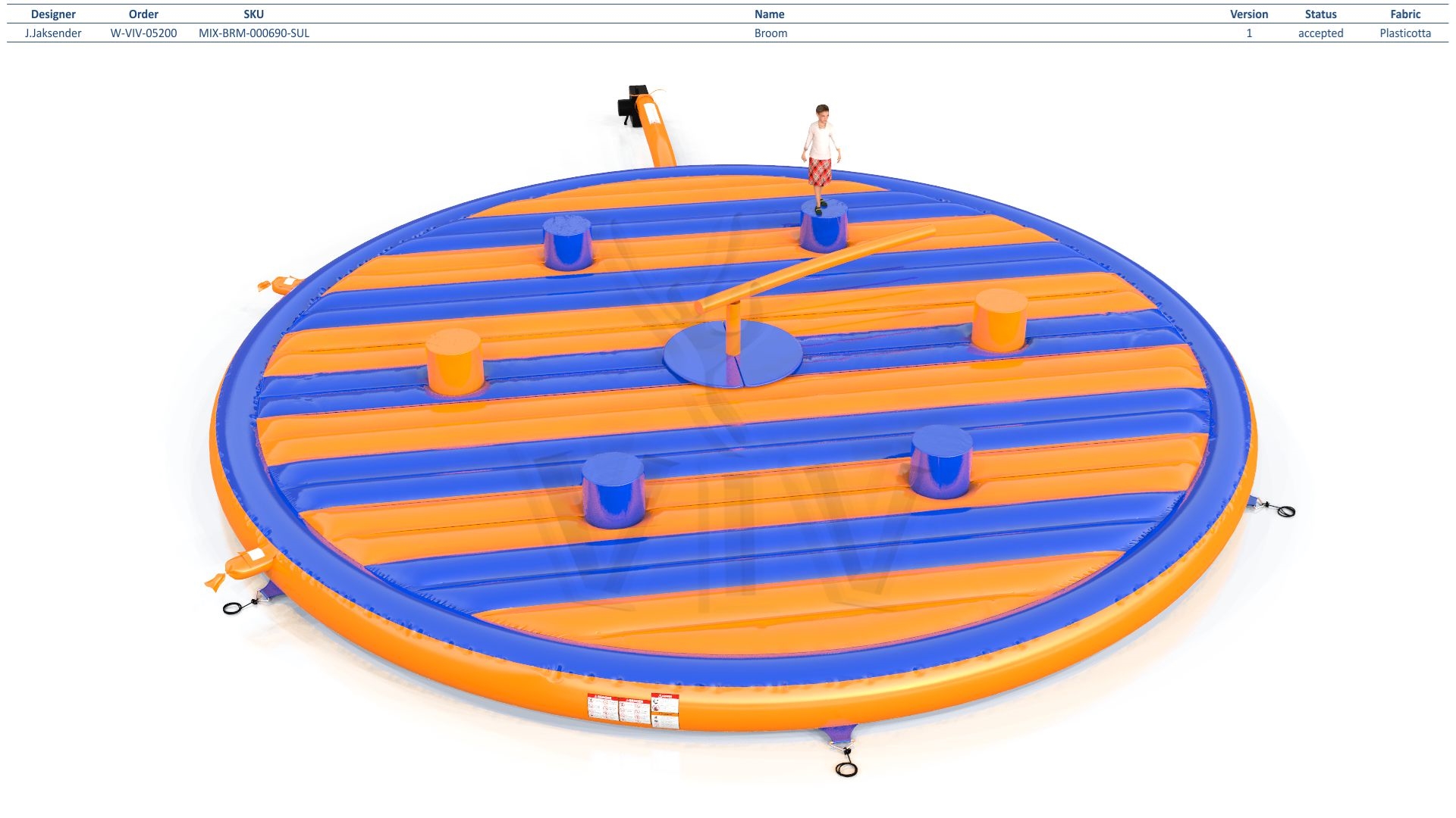 Broom Blue and Orange Single - set commercial mechanical broom attraction
