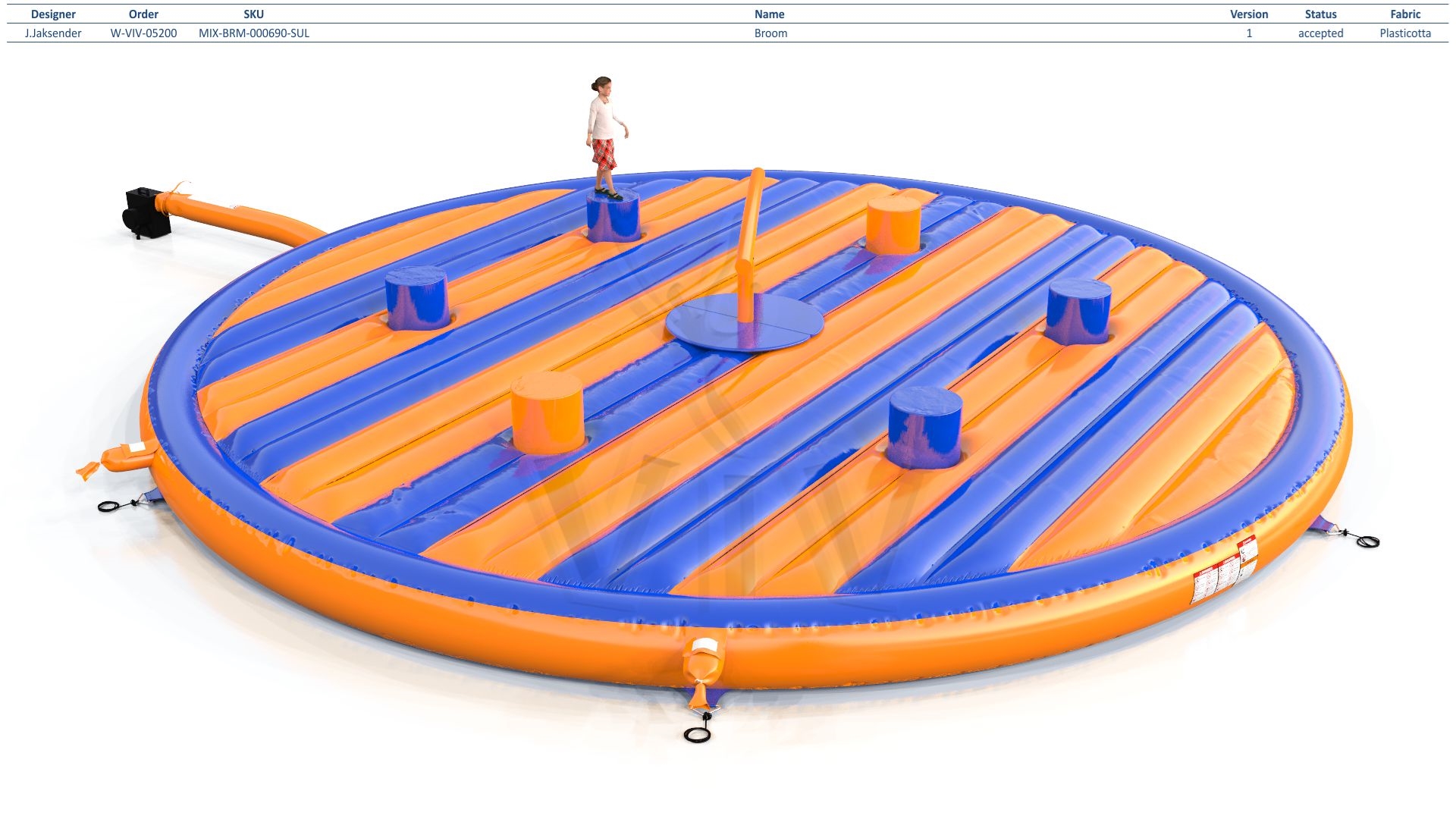 Broom Blue and Orange Single - set commercial mechanical broom attraction