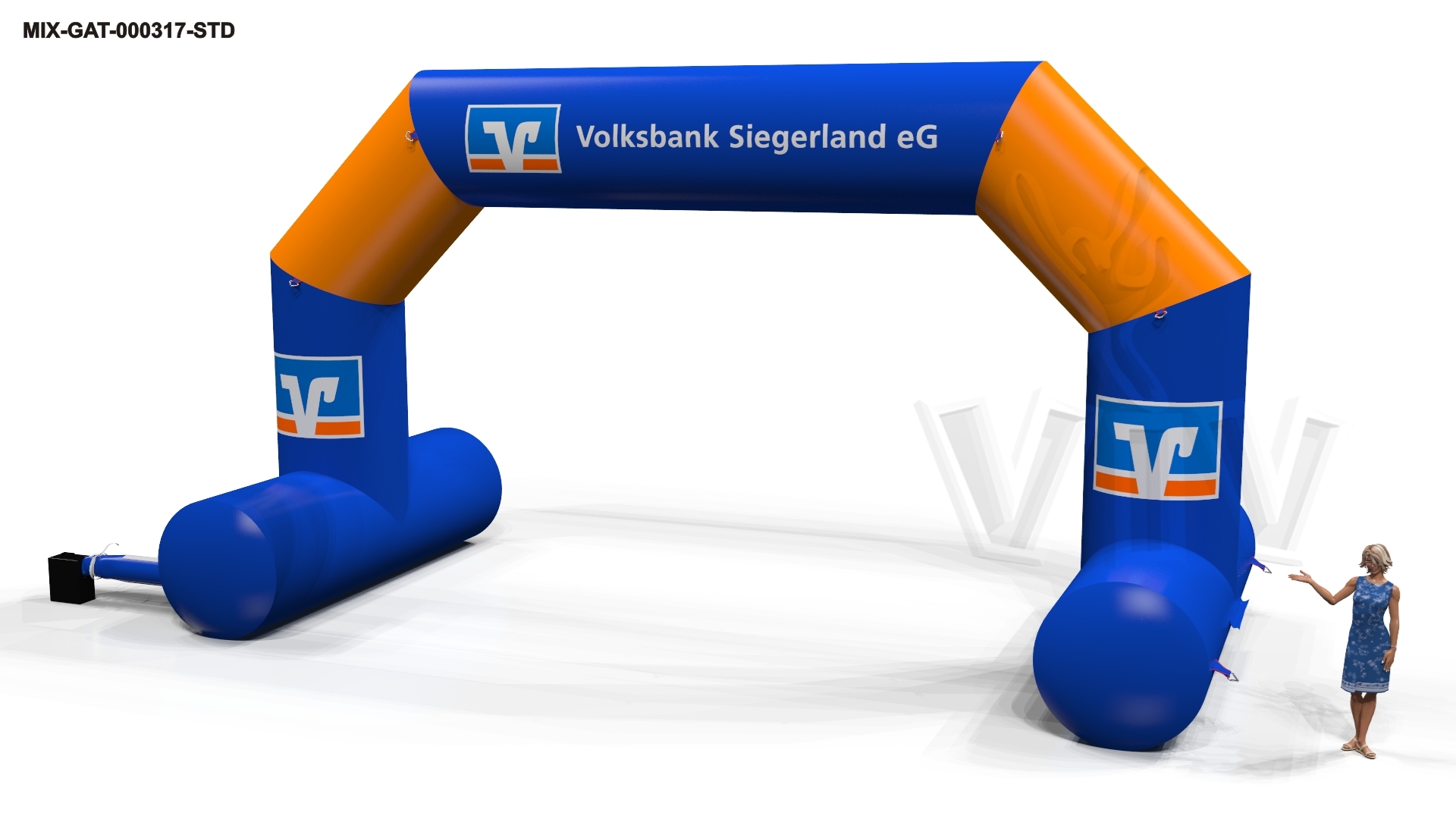 Diagonal self - standing gate Volksbank commercial promotional inflatable gate