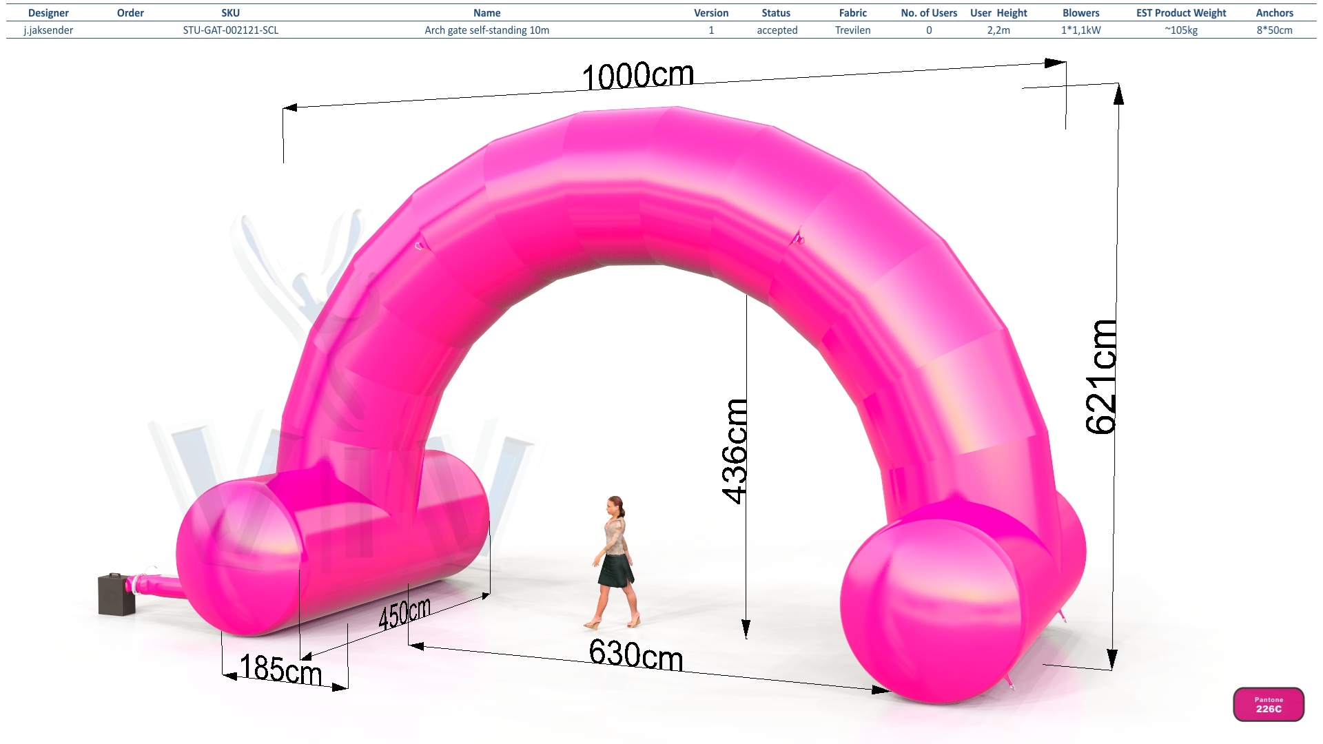 Arch gate self - standing 10 m commercial promotional inflatable gate