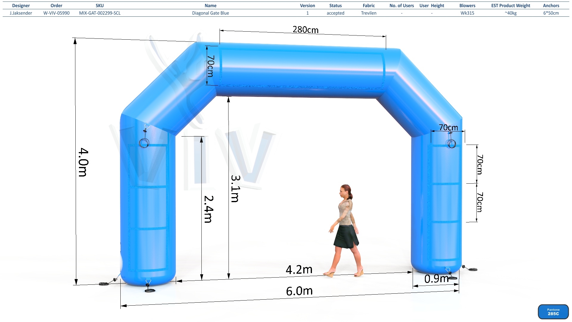 Diagonal Gate Blue commercial promotional inflatable gate