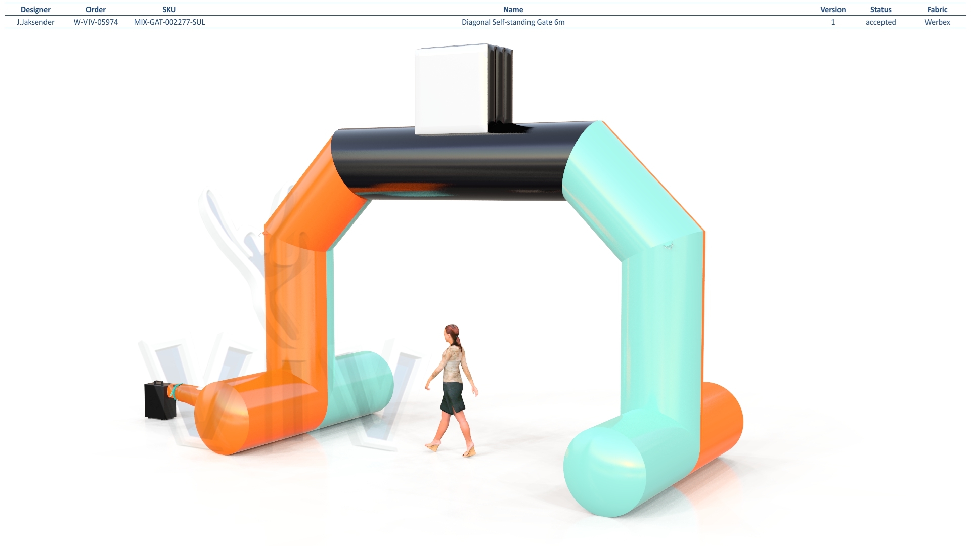 Diagonal gate self-standing commercial promotional inflatable gate