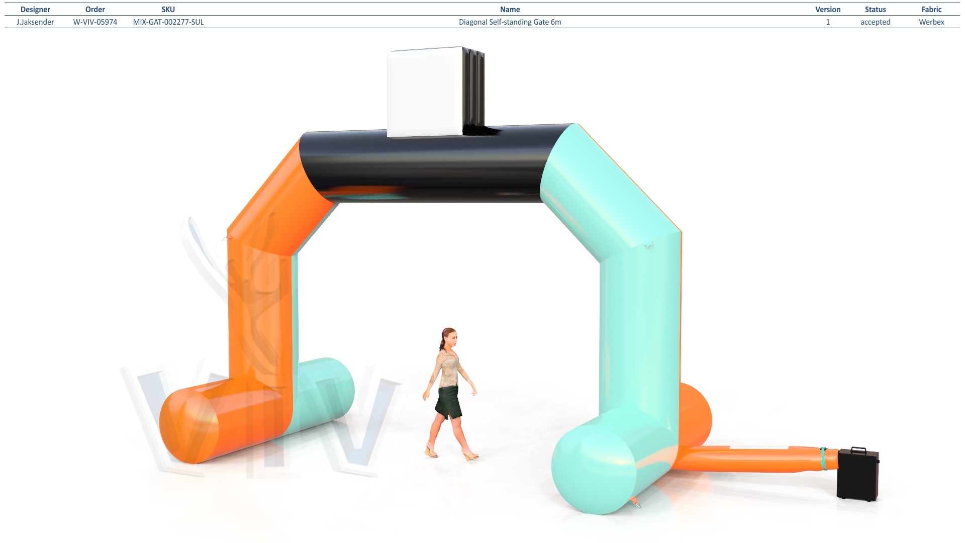 Diagonal gate self-standing commercial promotional inflatable gate