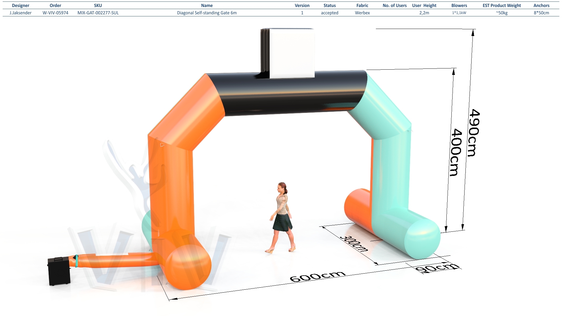 Diagonal gate self-standing commercial promotional inflatable gate