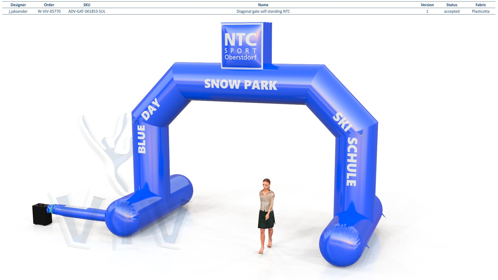 Diagonal gate self-standing NTC commercial promotional inflatable gate