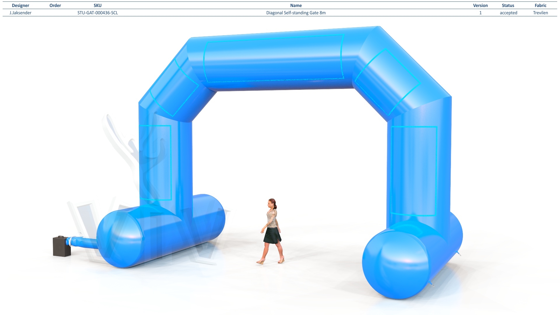 Diagonal self - standing gate 8 m commercial promotional inflatable gate