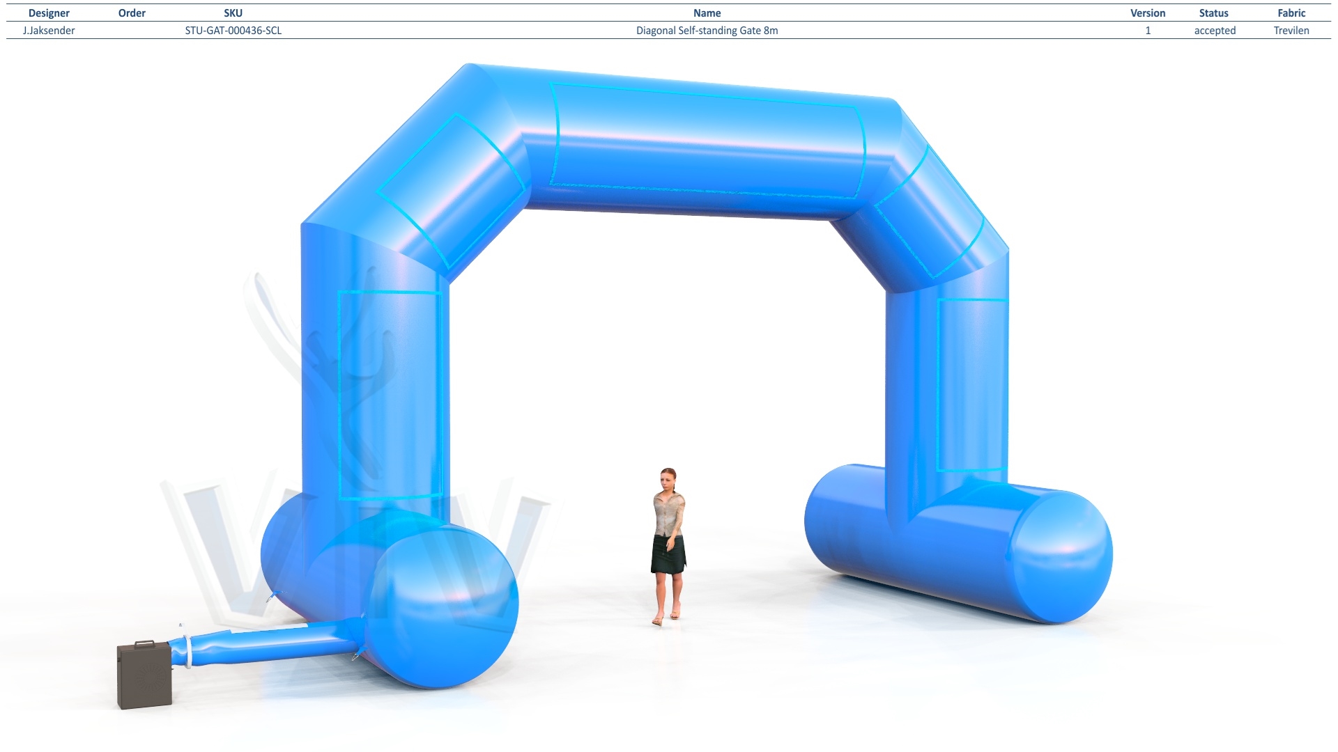 Diagonal self - standing gate 8 m commercial promotional inflatable gate