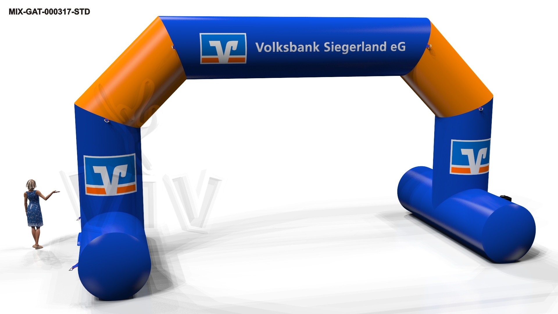 Diagonal self - standing gate Volksbank commercial promotional inflatable gate