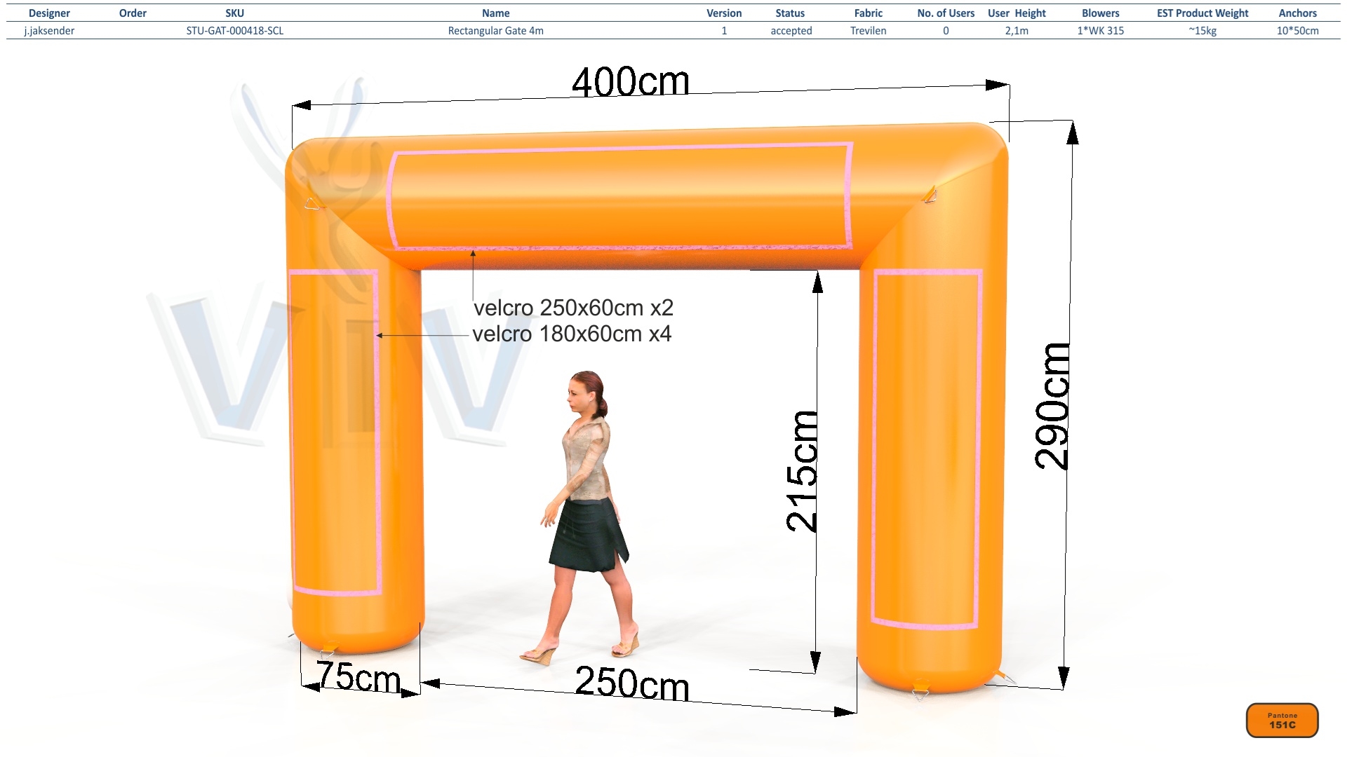 Rectangular gate 4 m commercial promotional inflatable gate