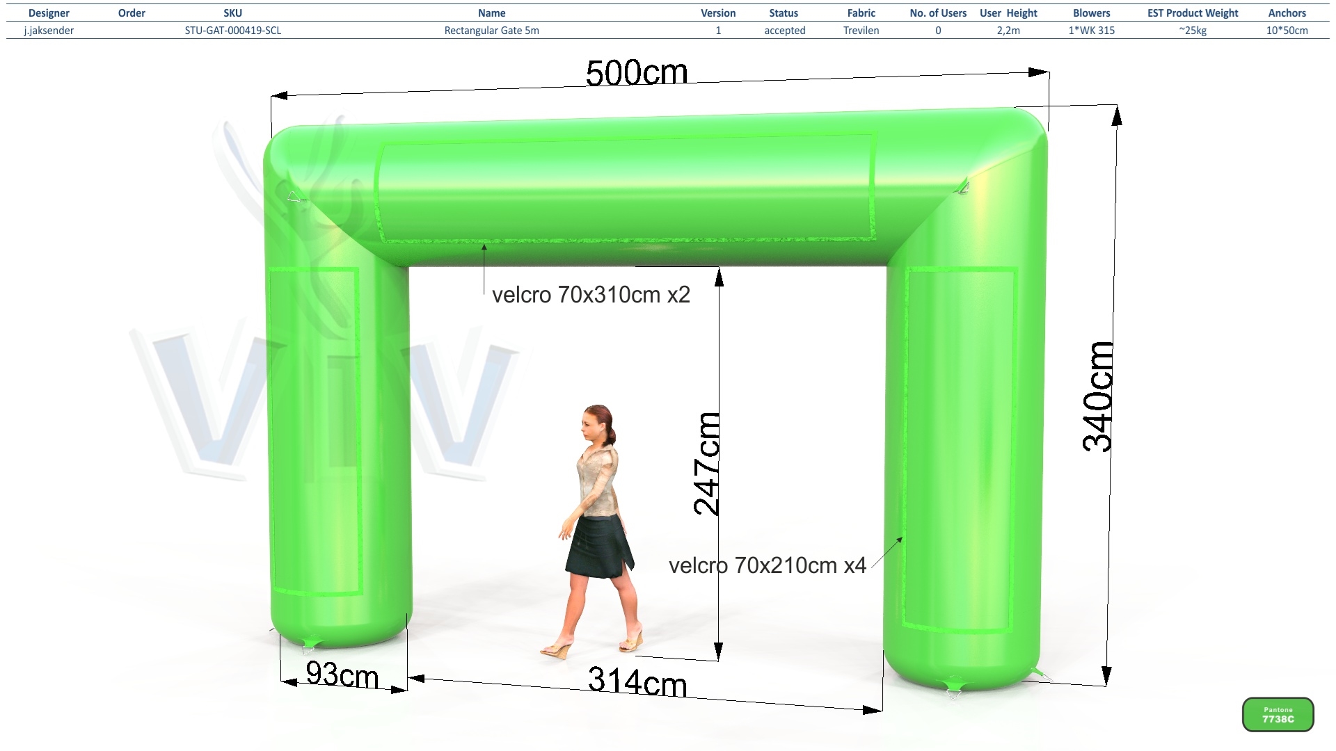 Rectangular gate 5 m commercial promotional inflatable gate
