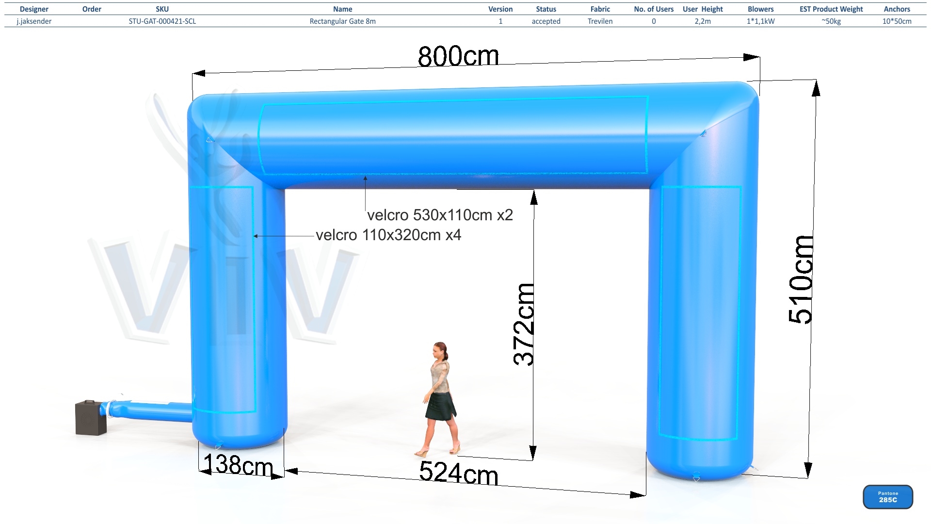 Rectangular gate 8 m commercial promotional inflatable gate